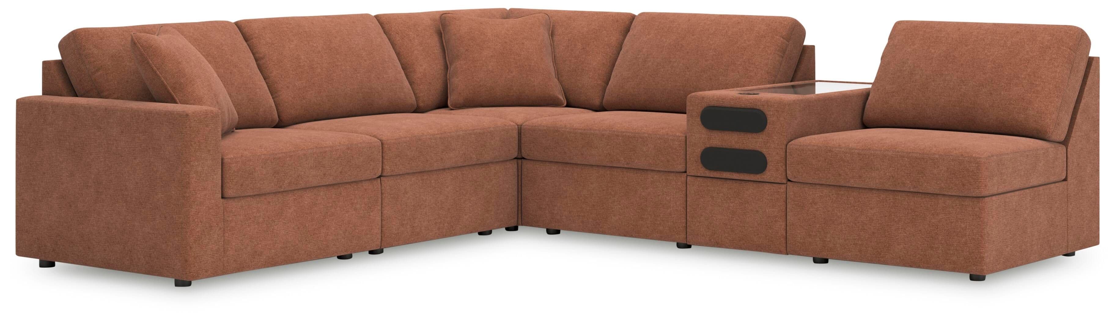 6-Piece Sectional With Audio System Console and 3 Armless Chairs
