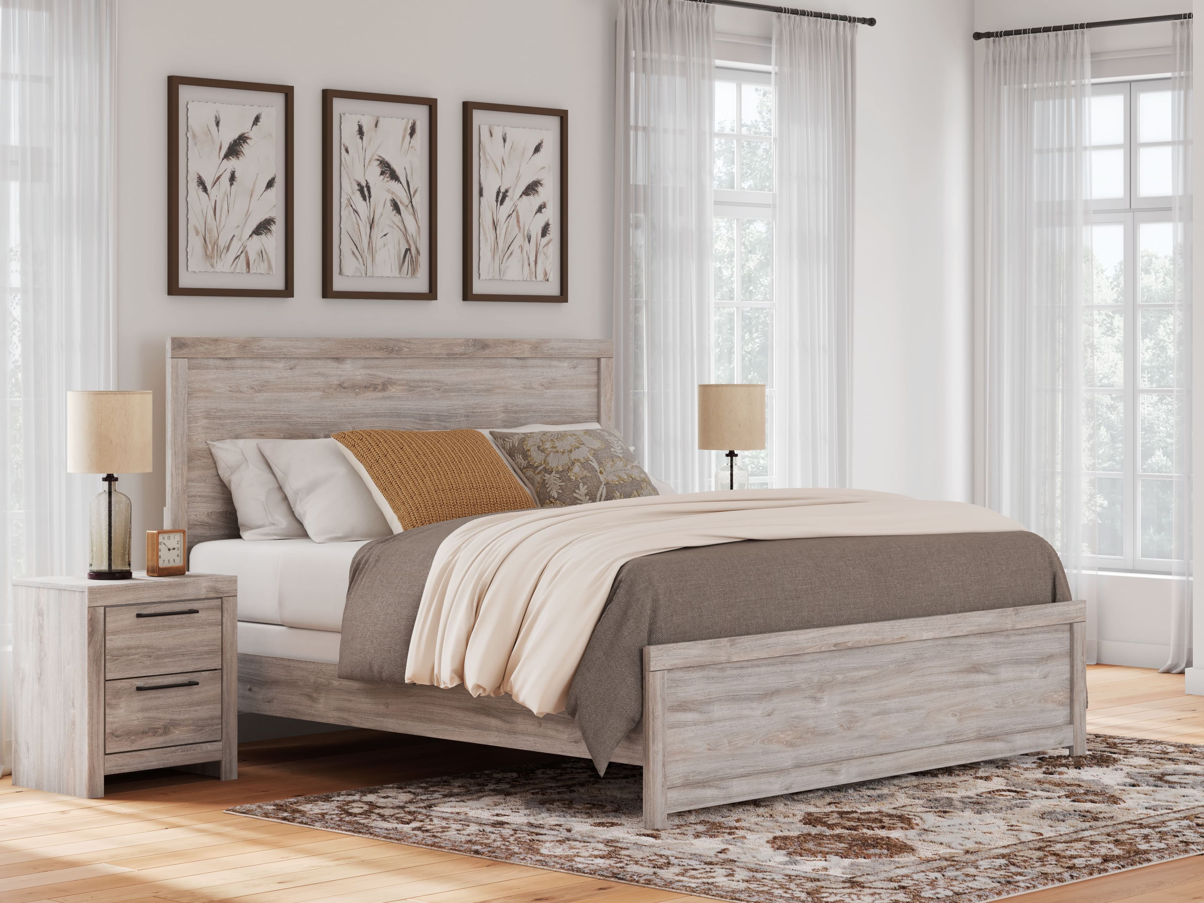King Panel Bed · Gray