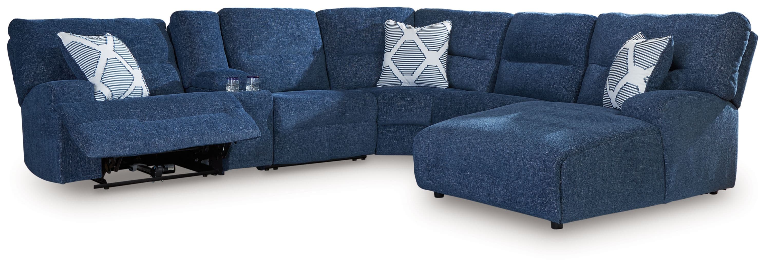 6-Piece Power Reclining Sectional With Raf Power Reclining Back Chaise · Navy