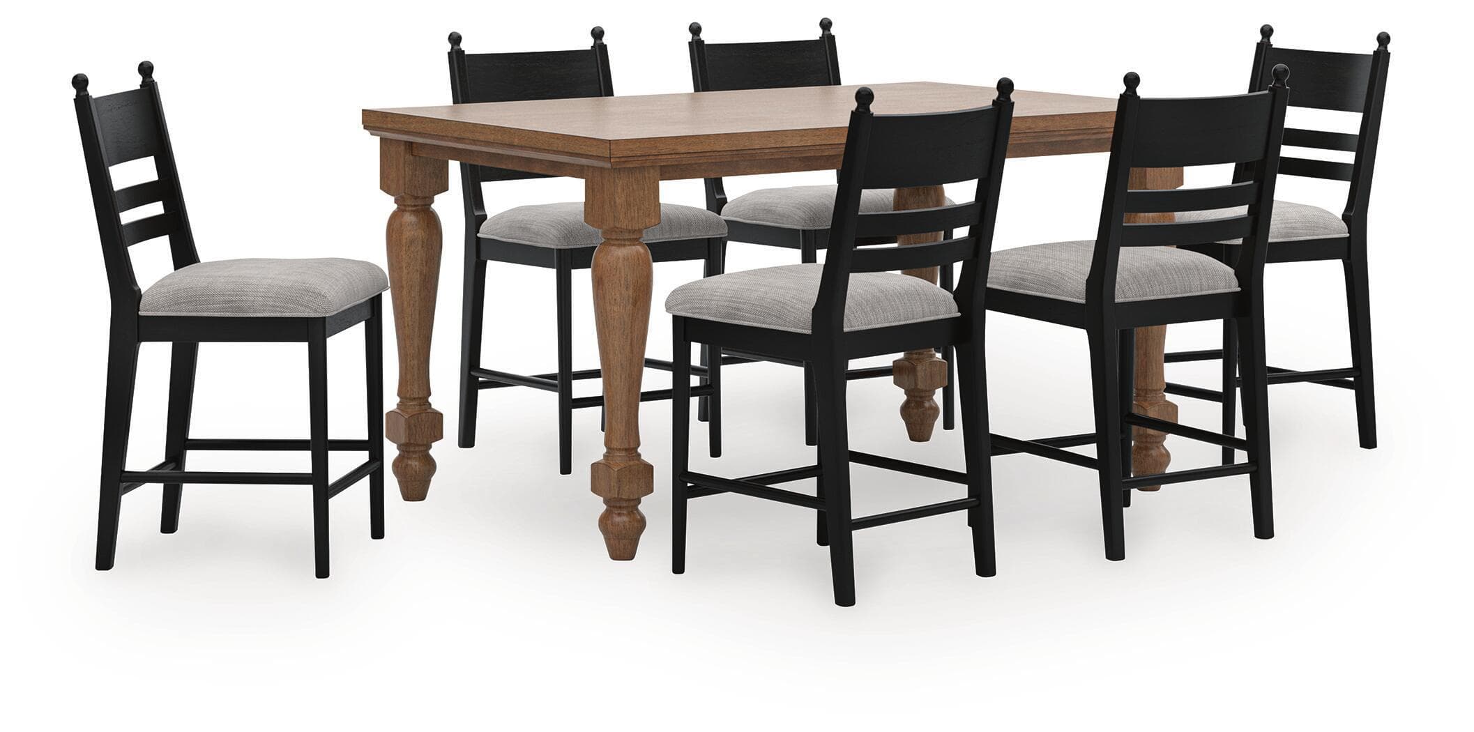 Greddinton - 7 Pc. - Counter Height Dining Table And 6 Upholstered Barstools - Black