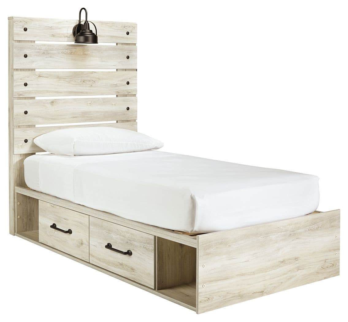 Twin Panel Bed With Side Storage Drawers