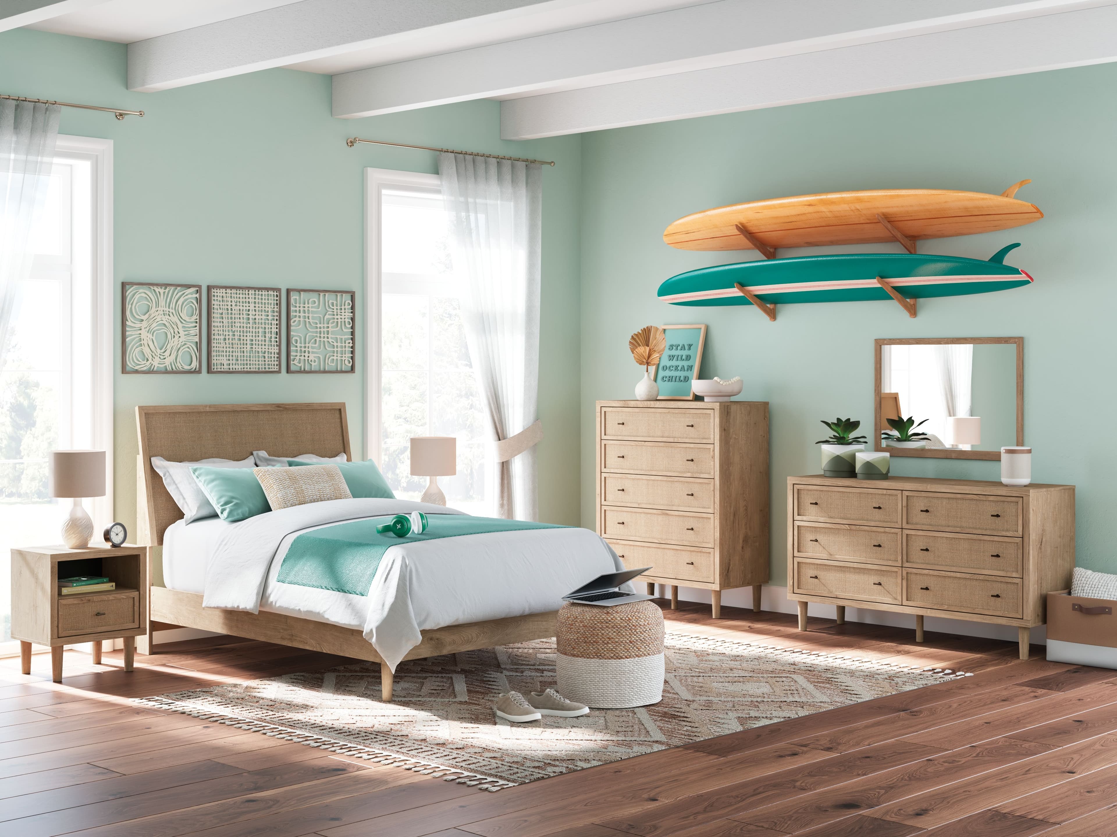 8 Pc. · Dresser, Mirror, Chest, Full Panel Bed, 2 Nightstands