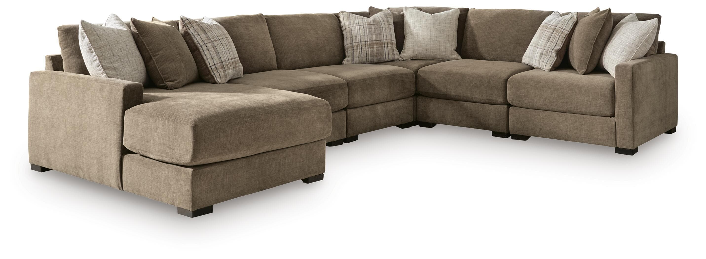 Camellia-Court - 6-Piece Sectional With LAF Corner Chaise - Coffee