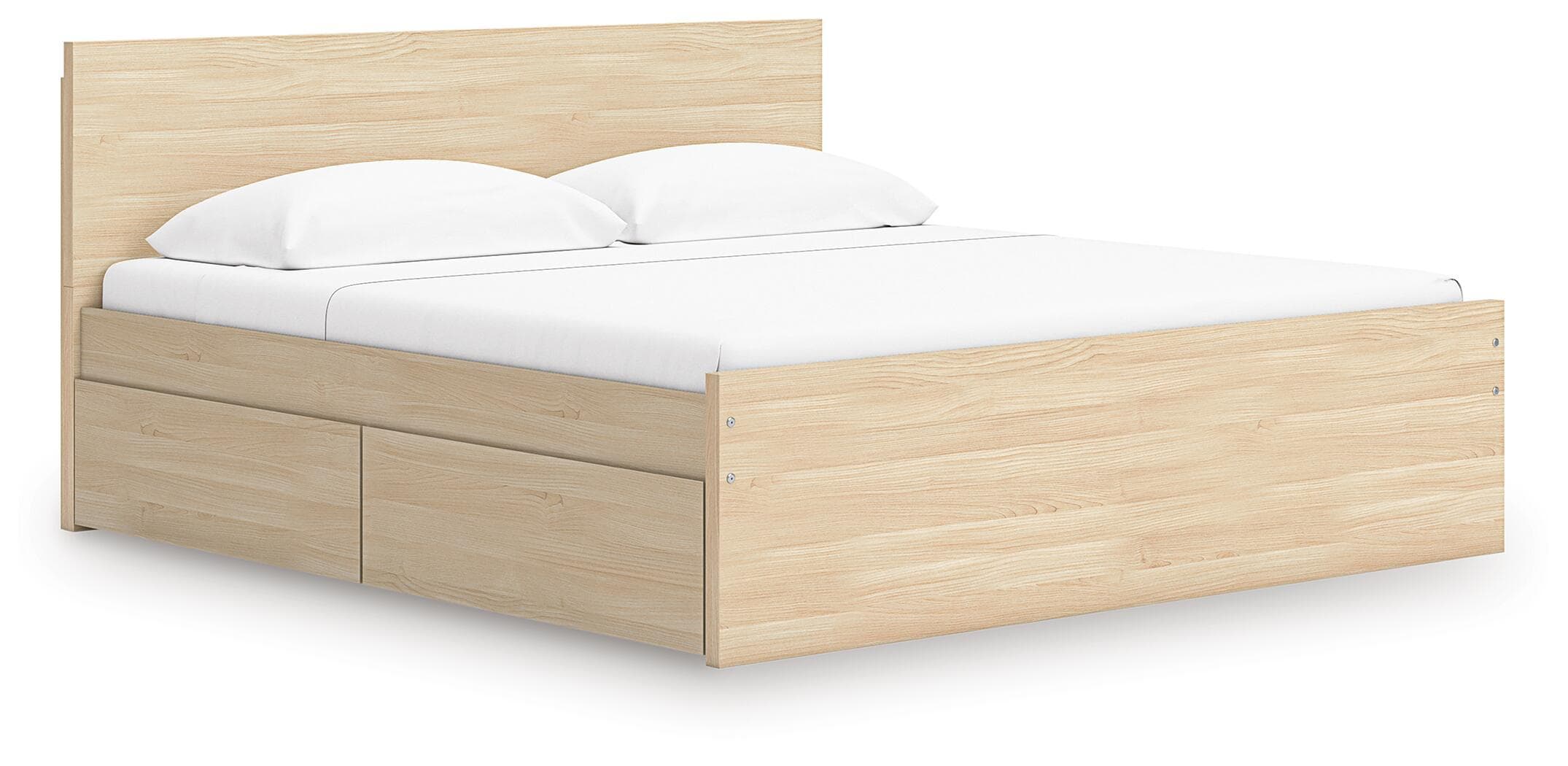 Queen Panel Platform Bed With 2 Side Storage · Natural