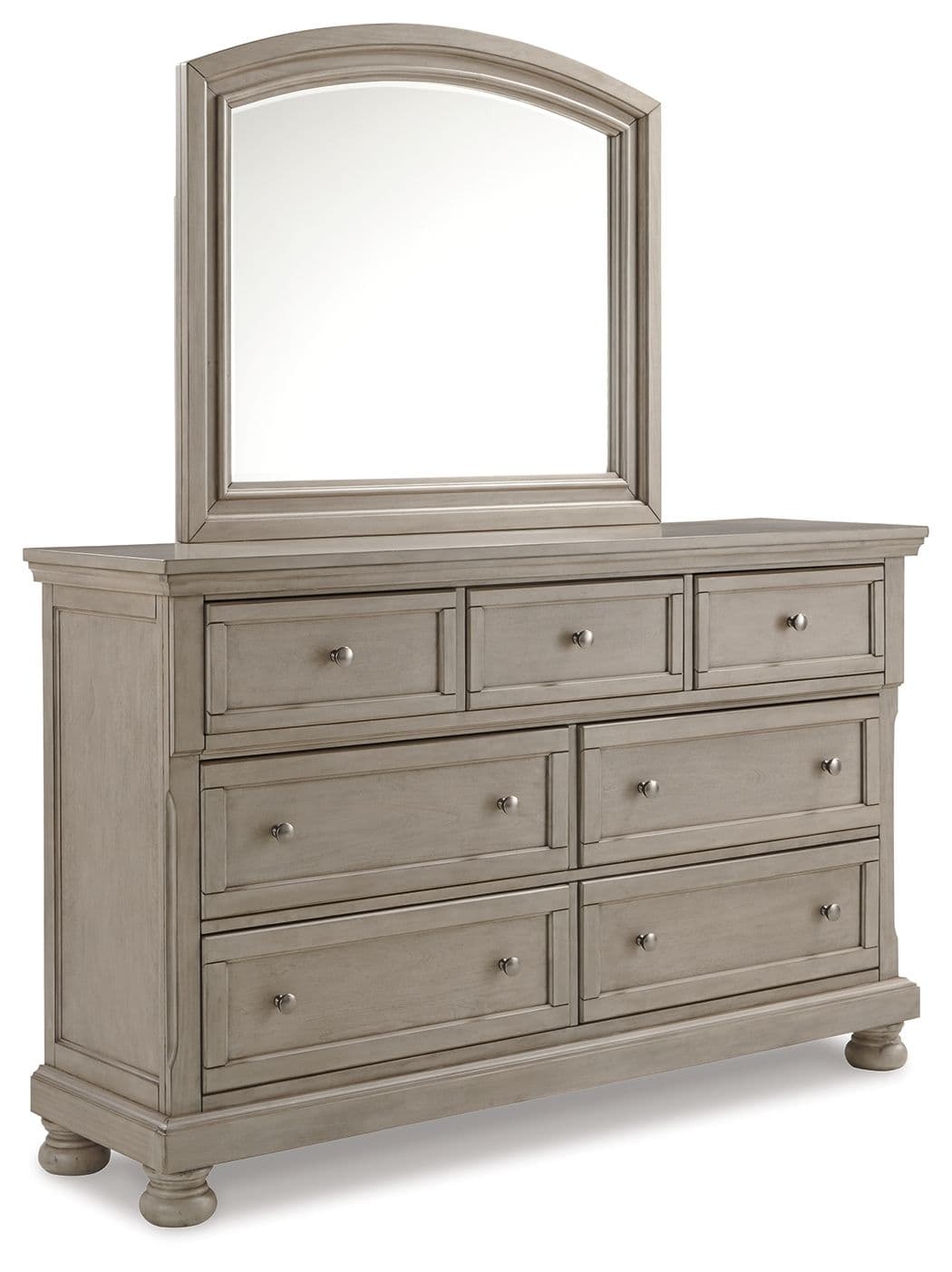 7 Drawer Dresser, Mirror · Light Gray