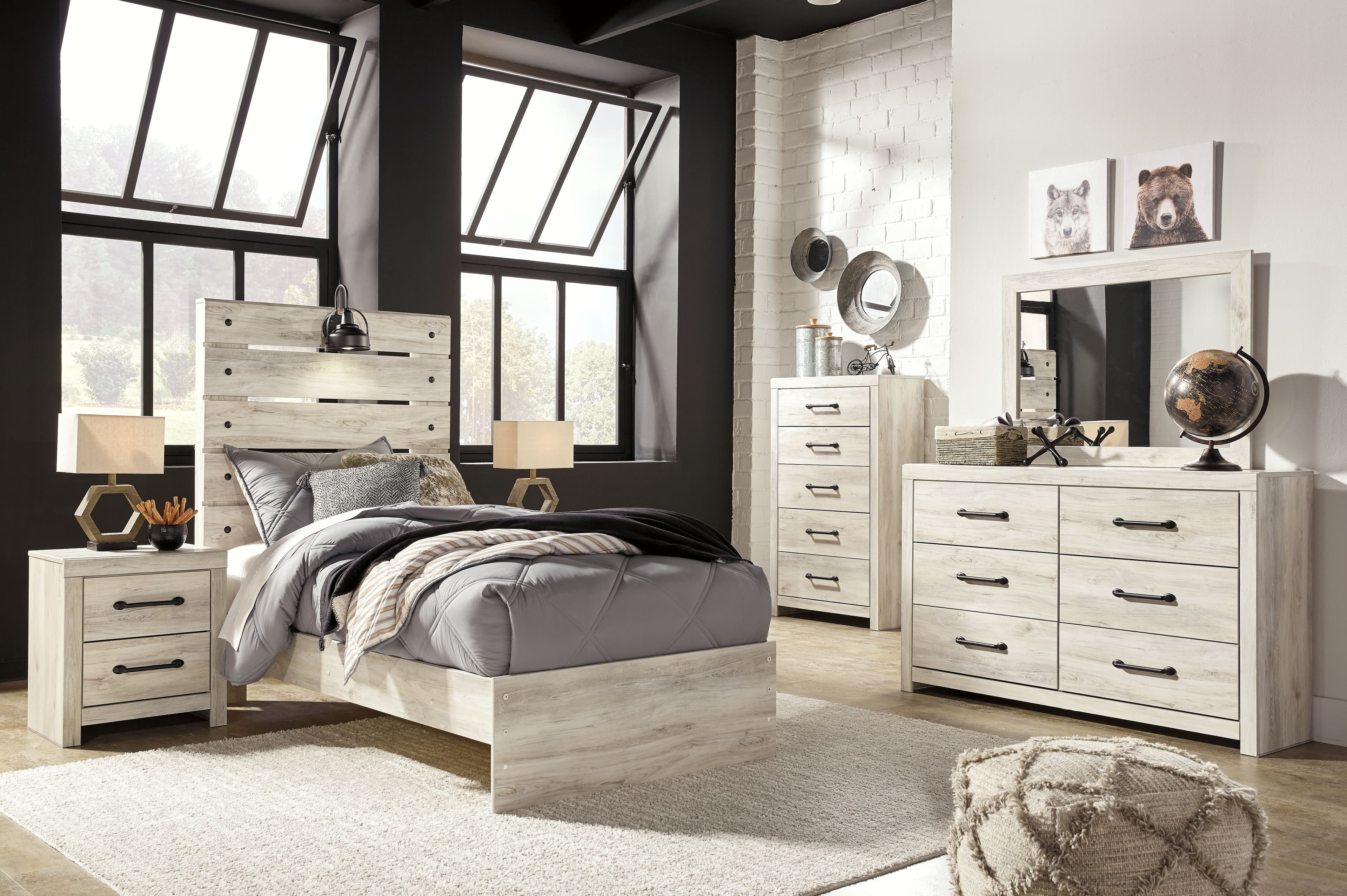 6 Pc. · Dresser, Mirror, Chest, Twin Panel Bed