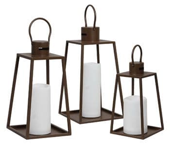 Elmsworth - Indoor/Outdoor Lantern Set (Set of 3) - Brown