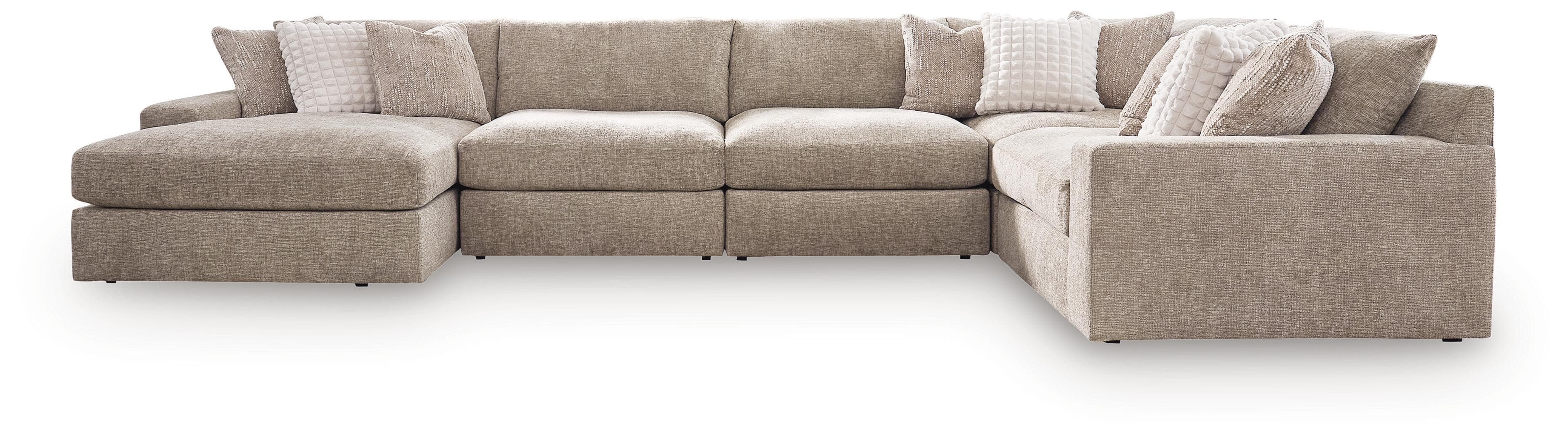 Nexora-Court - 5-Piece Sectional With LAF Corner Chaise - Burlap