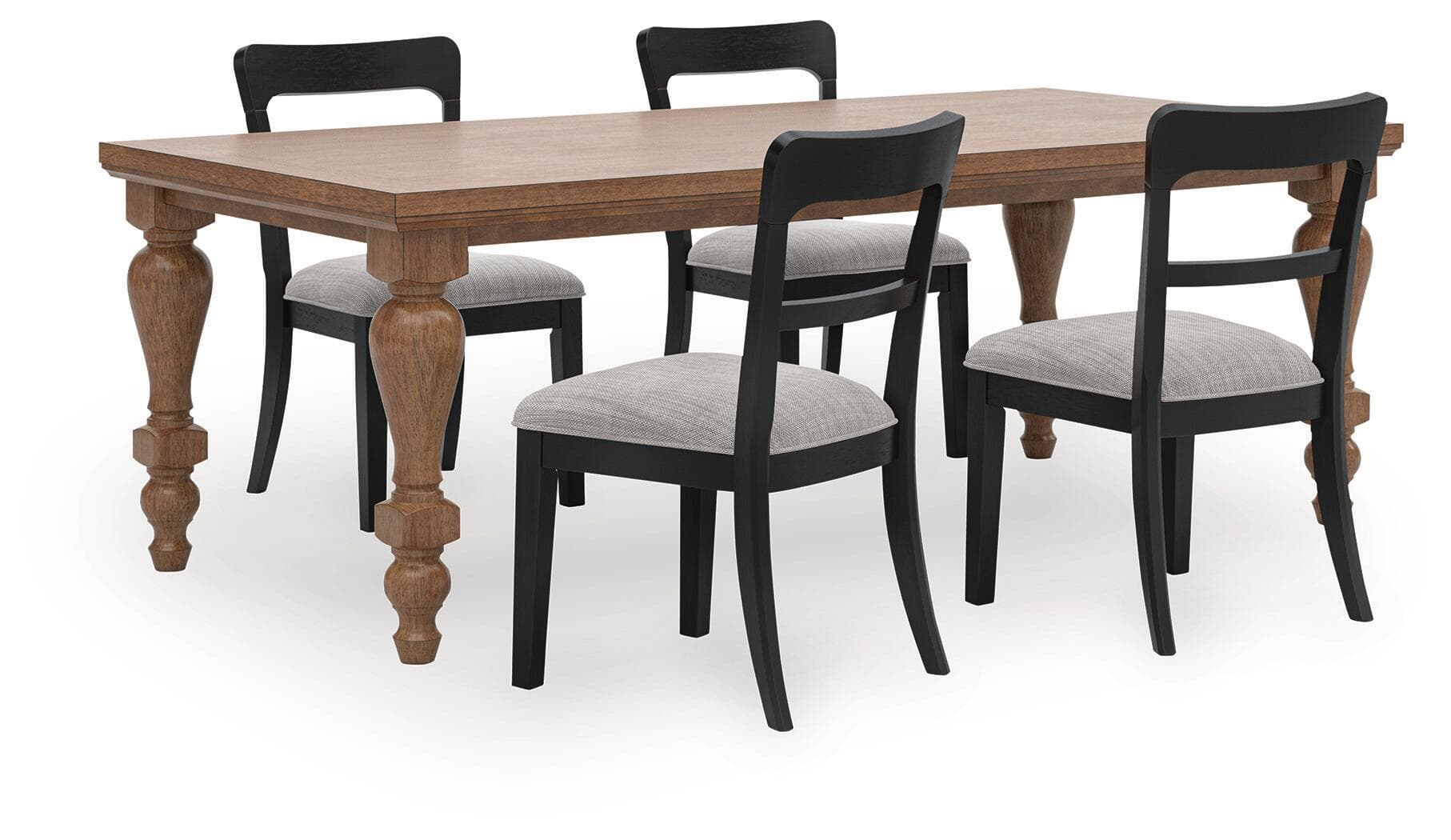 Greddinton - 5 Pc. - Dining Table And 4 Upholstered Dining Side Chairs - Brown / Black