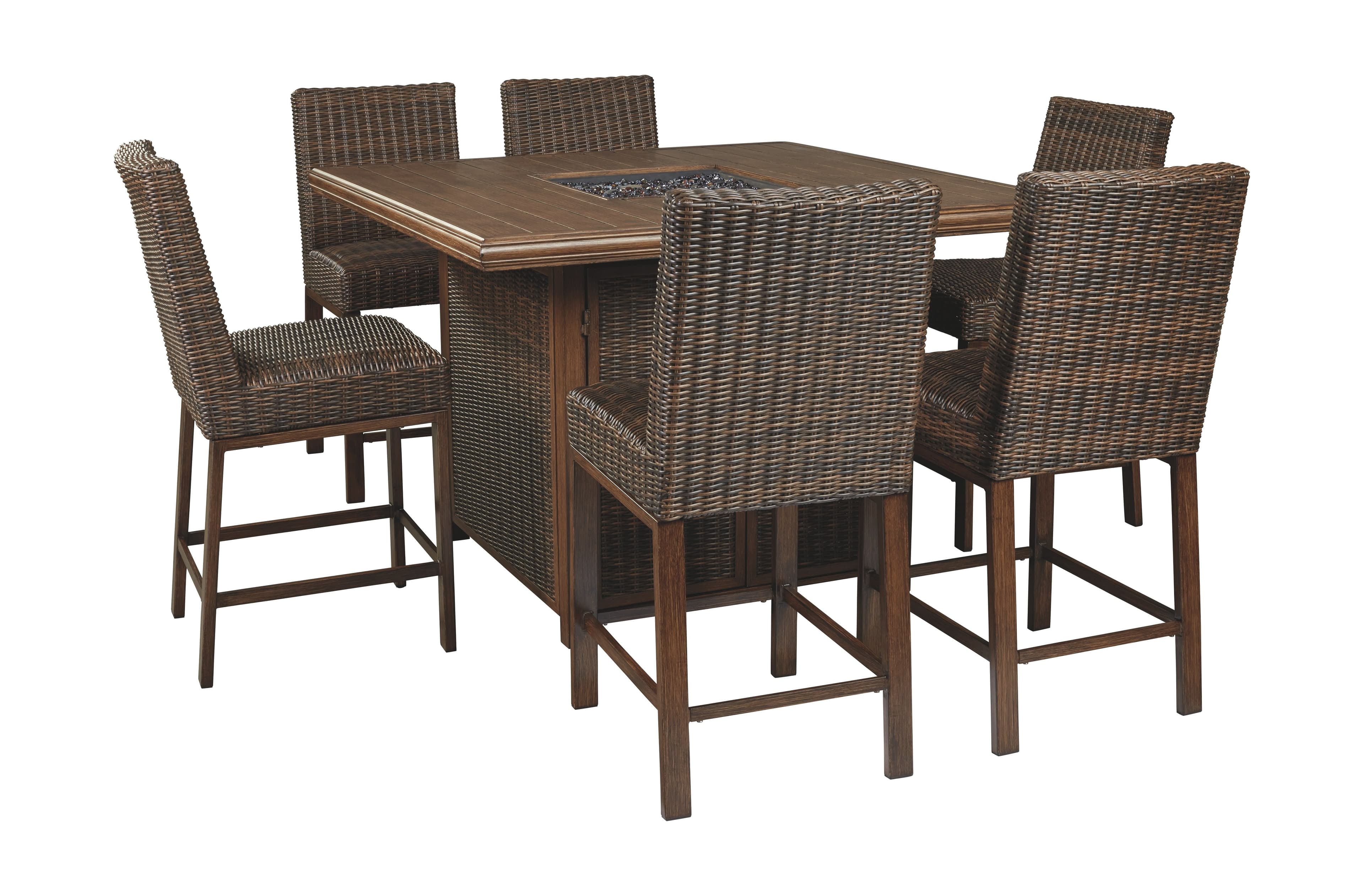 7 Pc. · Fire Pit Table, 6 Barstools