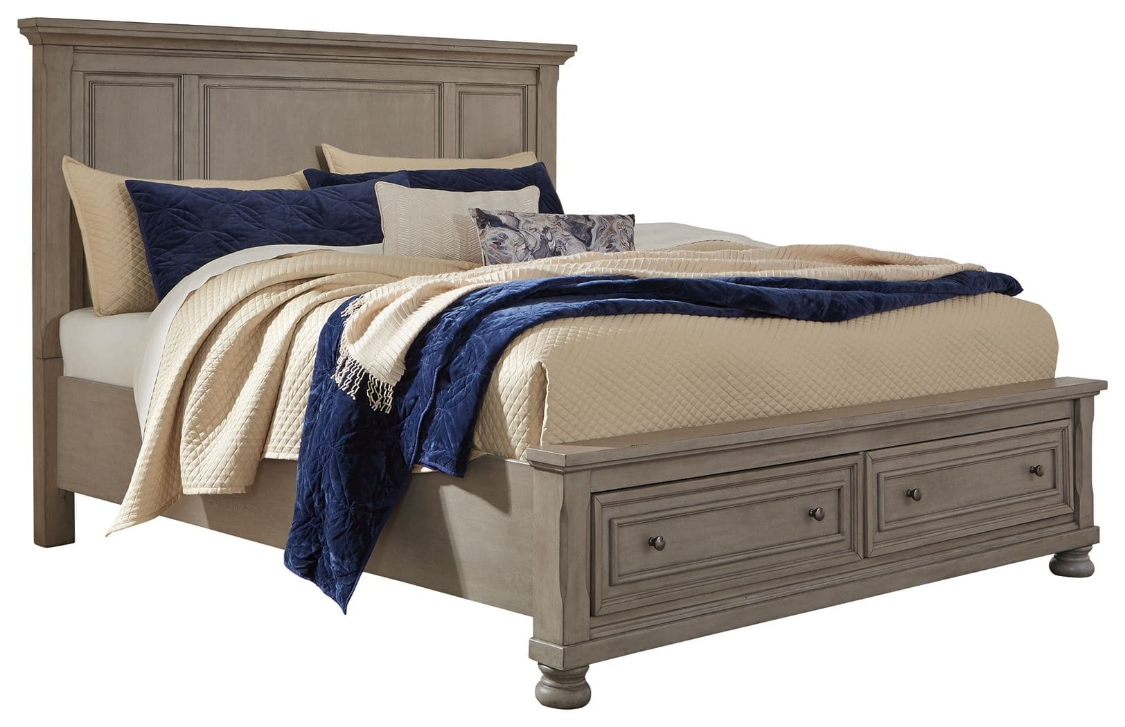 Lettner - California King Panel Storage Bed - Light Gray