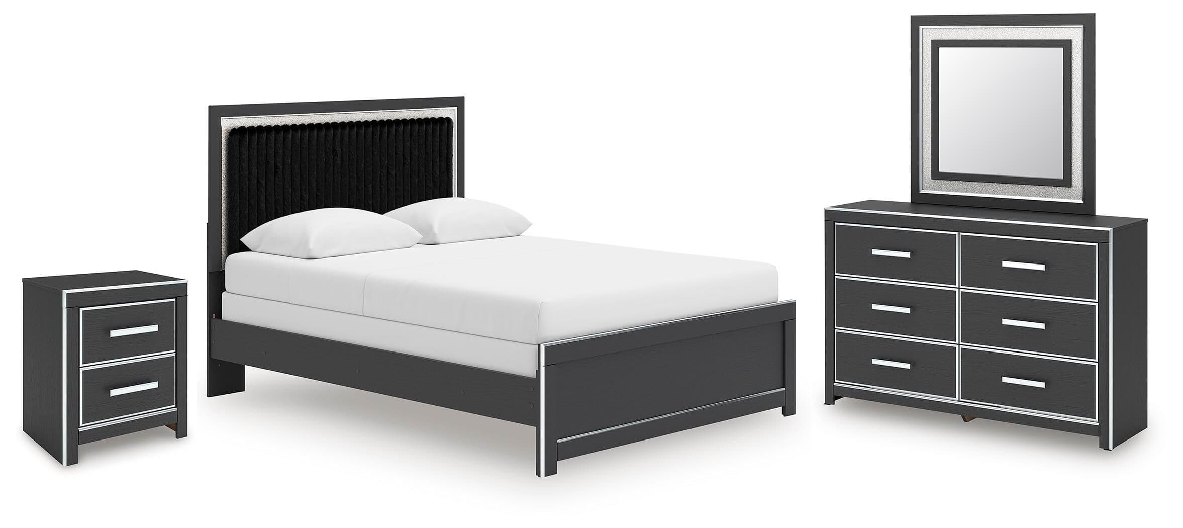Zuraleus - 4 Pc. - Queen Panel Bed, Dresser, Mirror And Nightstand - Black
