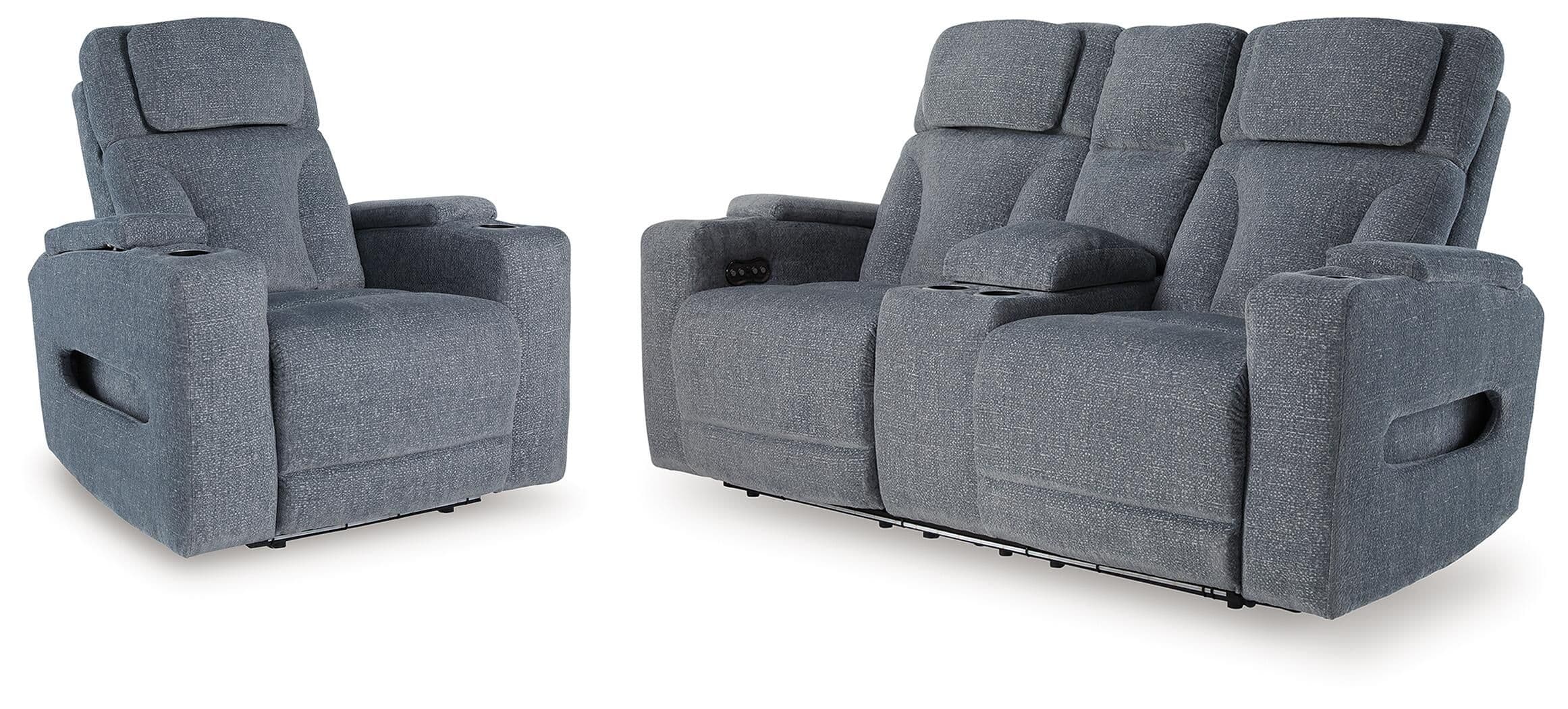 Studio Cave - 2 Pc. - Power Reclining Loveseat And Power Recliner - Steel