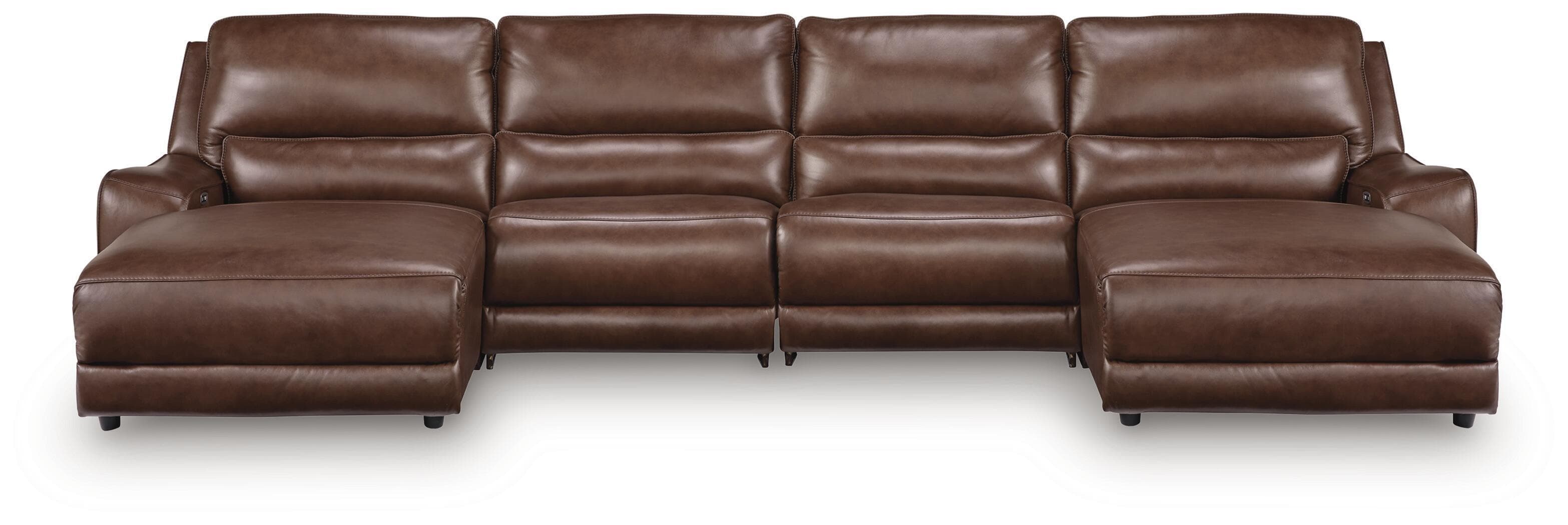 DeepWakes - 4-Piece Power Reclining Sectional With Double Chaise And 2 Power Armless Recliners - Canyon