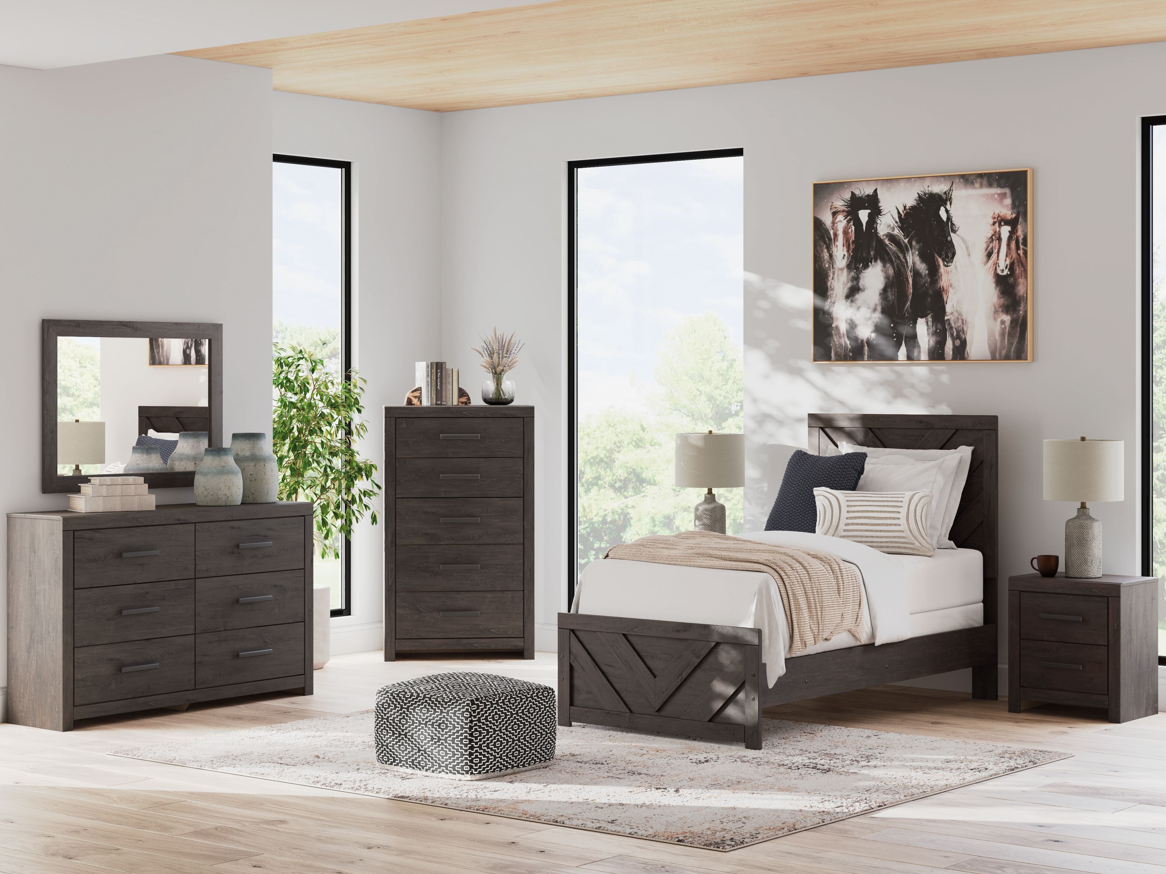 5 Pc. · Dresser, Mirror, Chest, Twin Panel Bed
