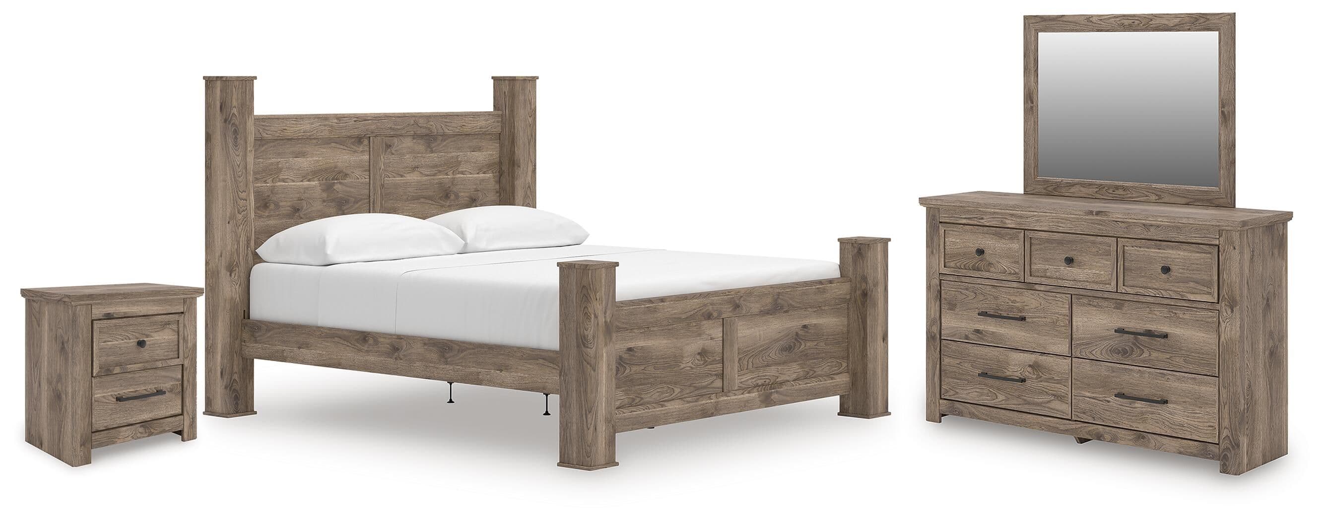 Rusticott - 4 Pc. - King Poster Bed, Dresser, Mirror And Nightstand - Brown