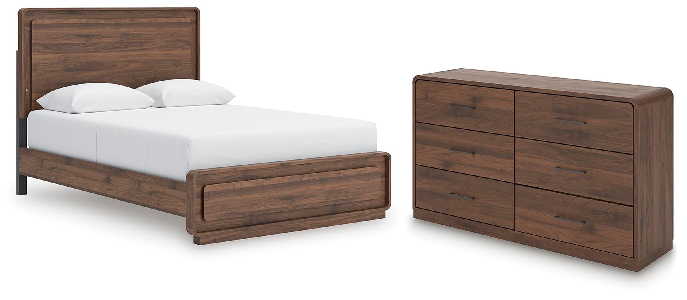 Fortlorn - 2 Pc. - Queen Panel Bed And Dresser - Walnut Brown