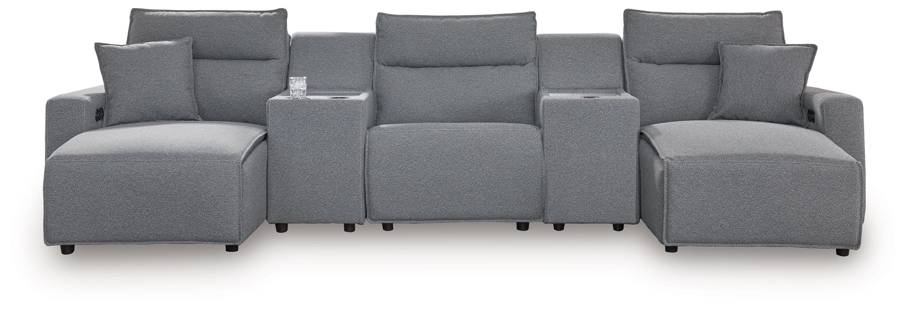 5-Piece Power Reclining Sectional With Double Chaise And 2 Consoles · Salt And Pepper