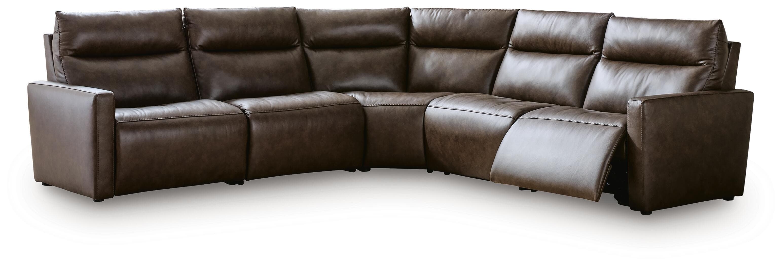 ModZ - 5-Piece Power Reclining Sectional With 2 Armless Chairs - Chocolate