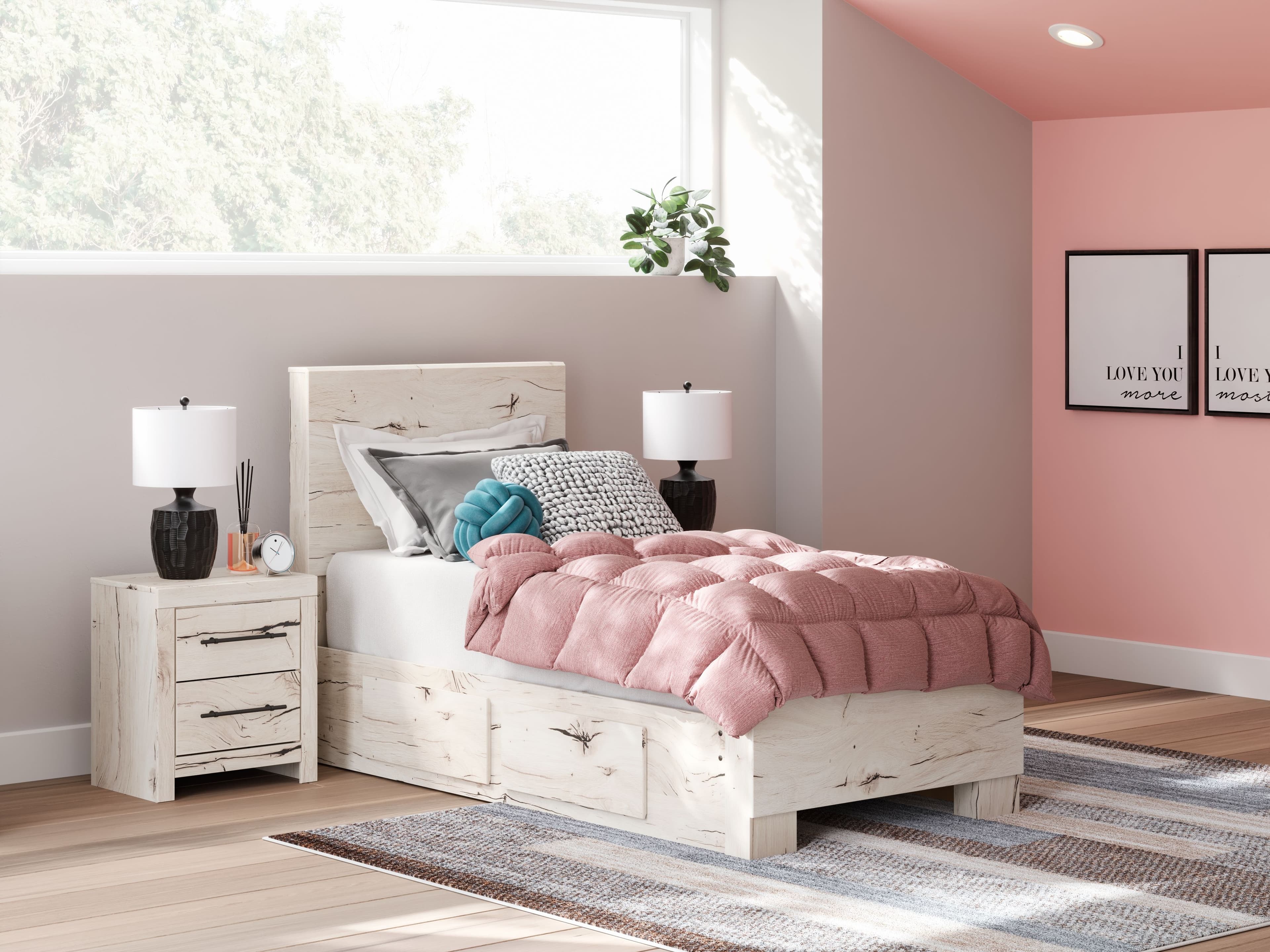 Twin Panel Bed With 2 Under Bed Storage Units