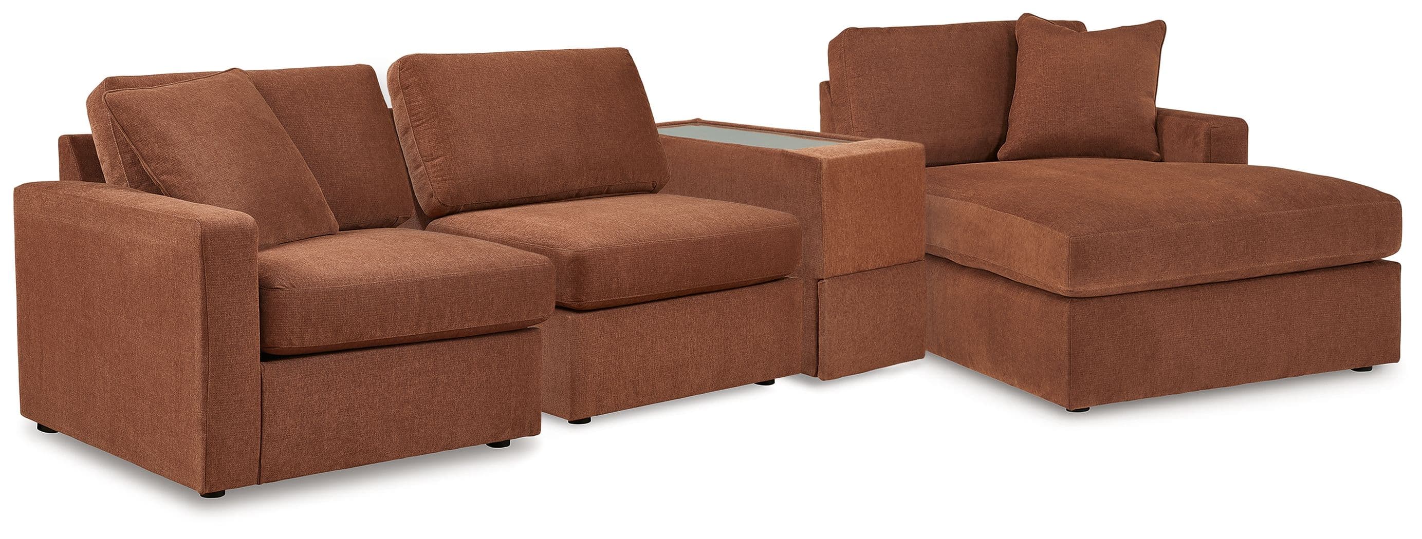 4-Piece Sectional With Raf Corner Chaise And Storage Console