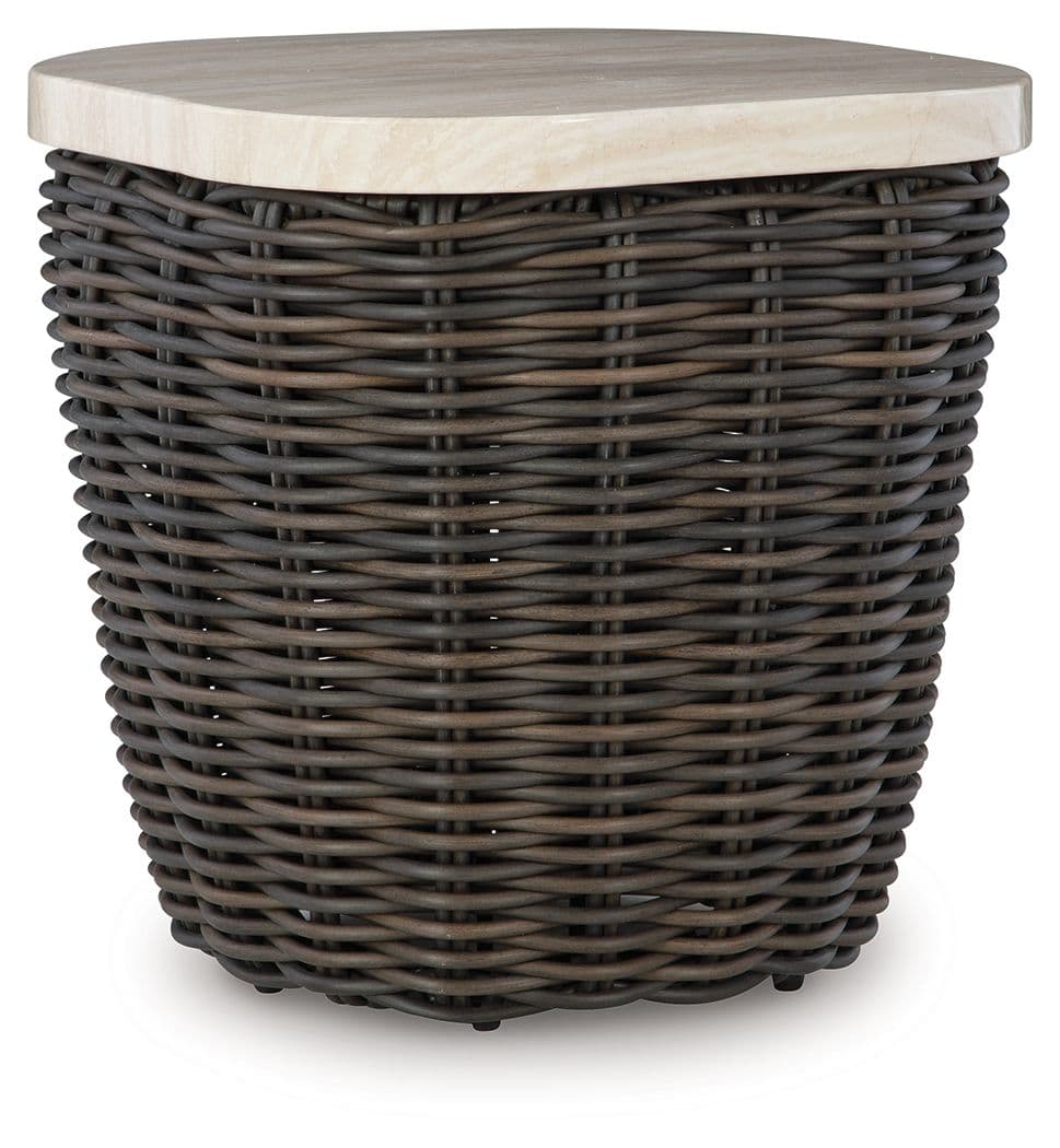 Kimora - Square End Table - Beige / Dark Brown