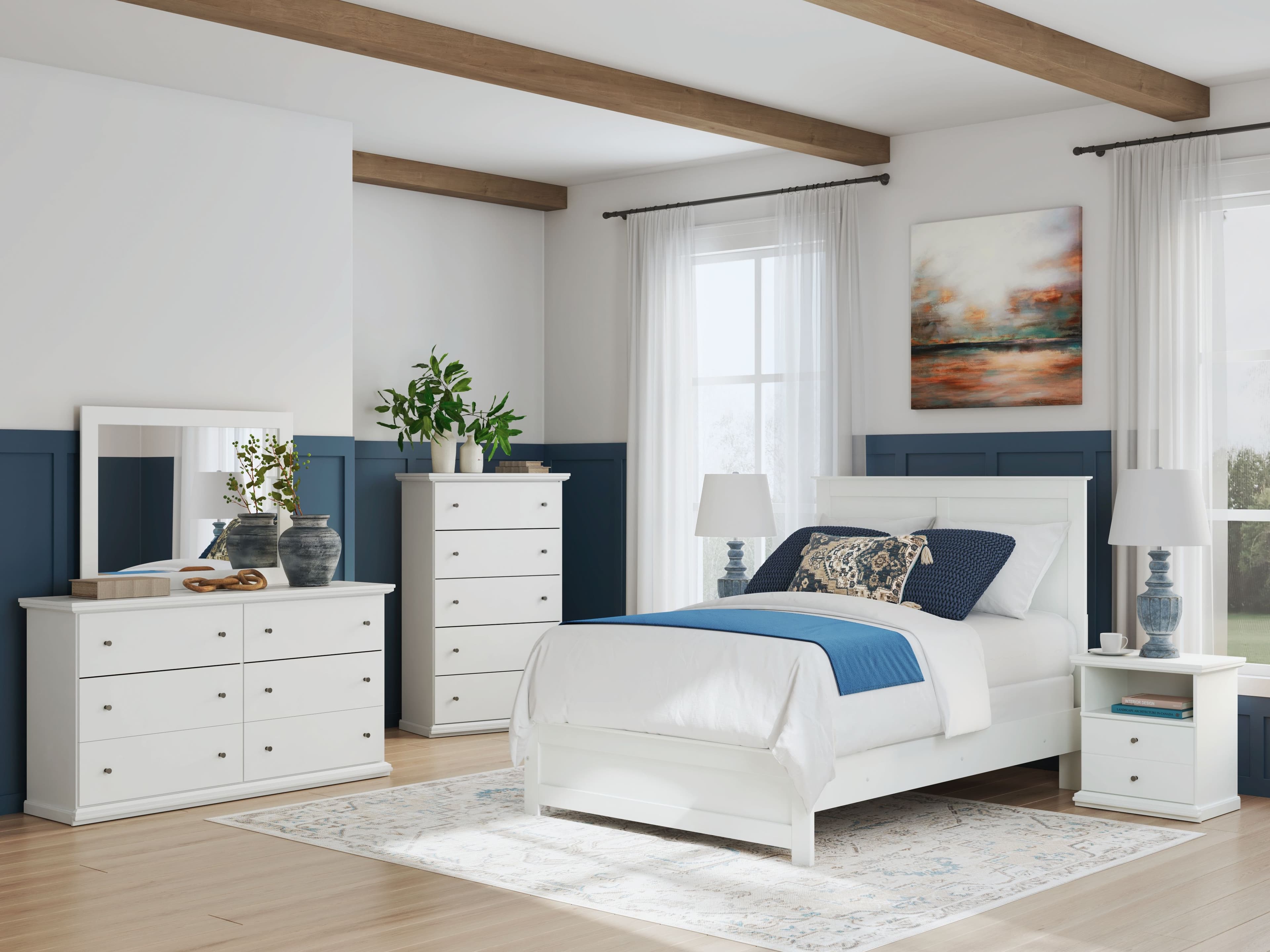 5 Pc. · Dresser, Mirror, Chest, Full Panel Bed With Framed Footboard