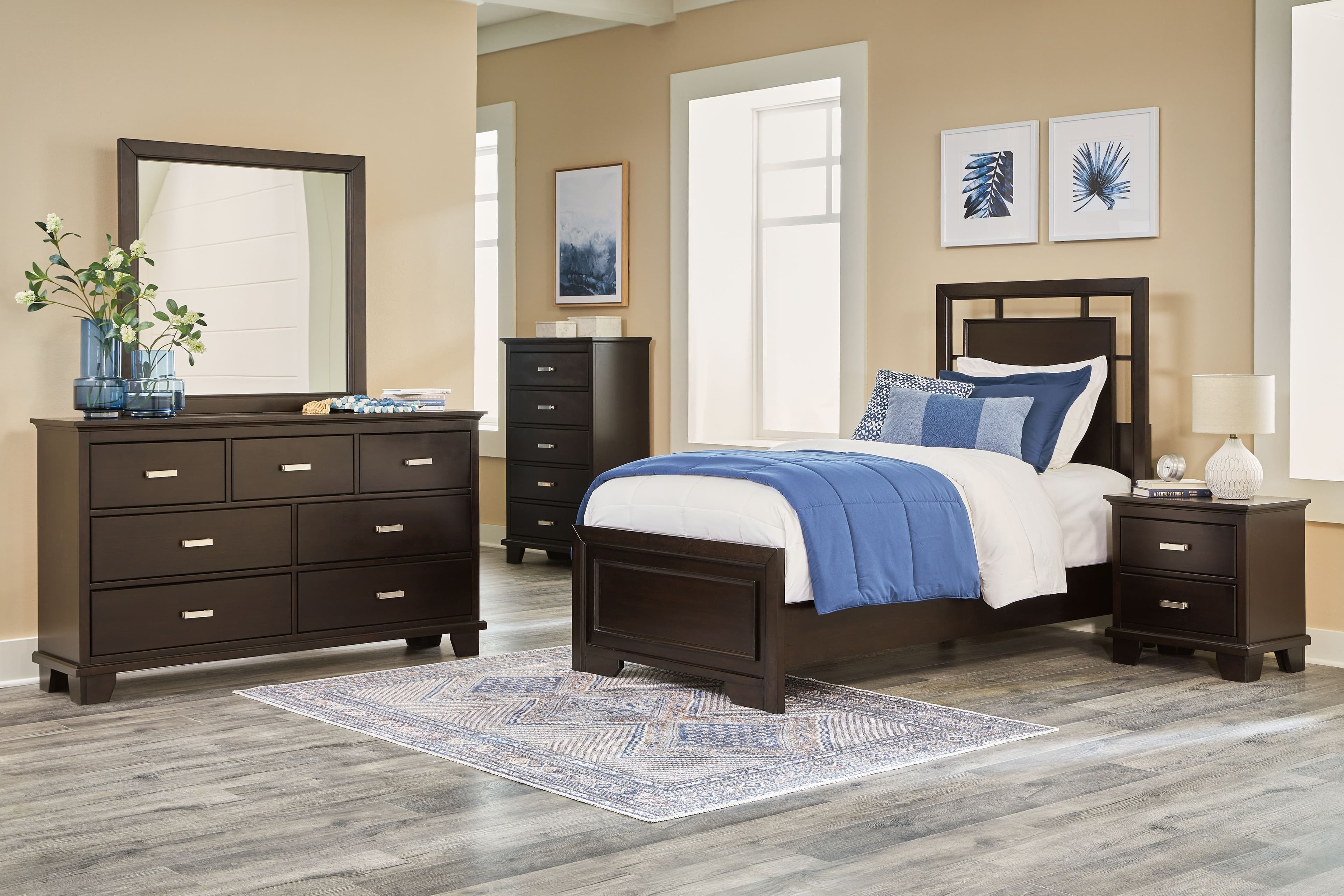 5 Pc. · Dresser, Mirror, Chest, Twin Panel Bed