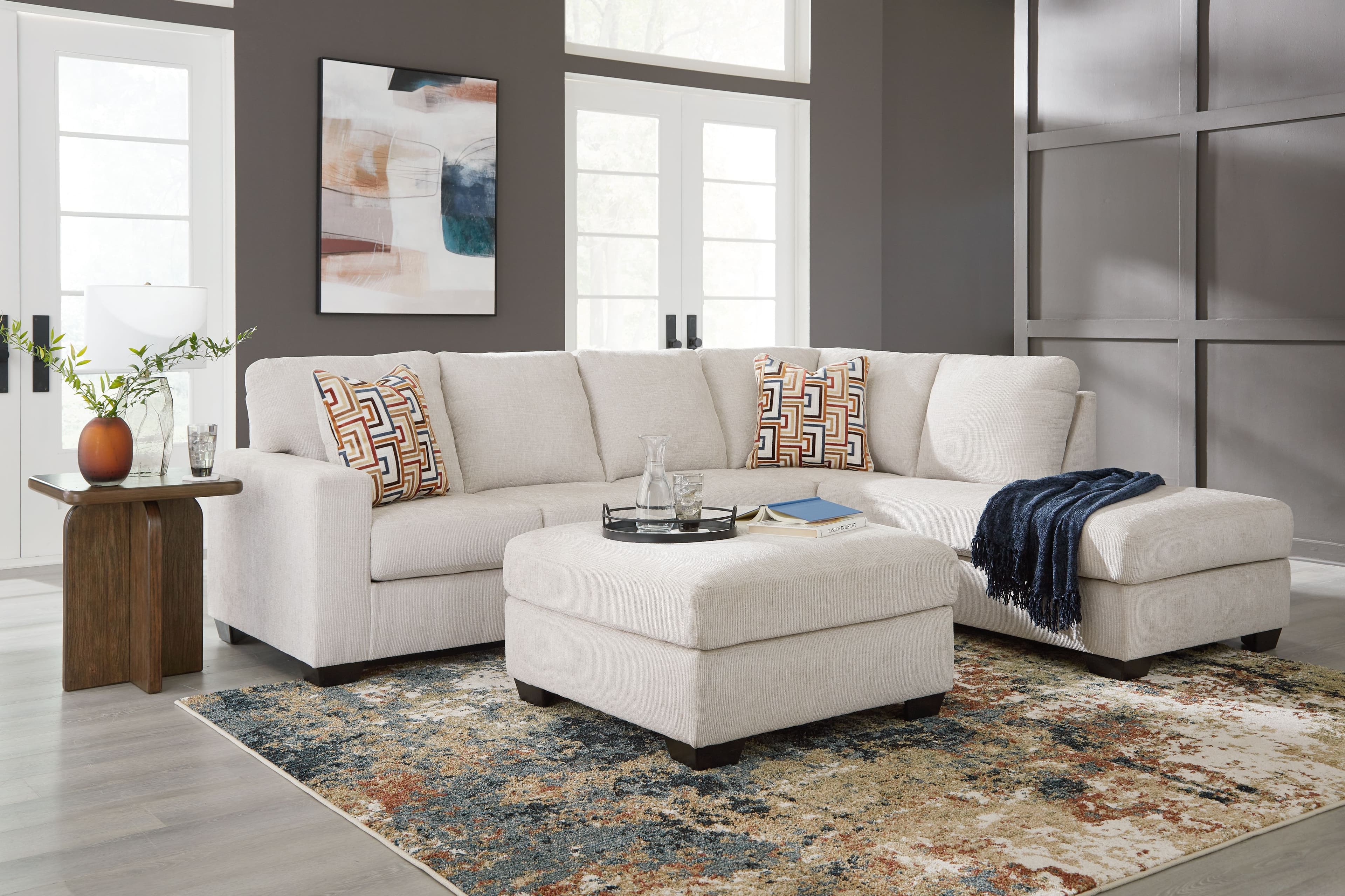2-Piece Sectional With Raf Corner Chaise, Ottoman