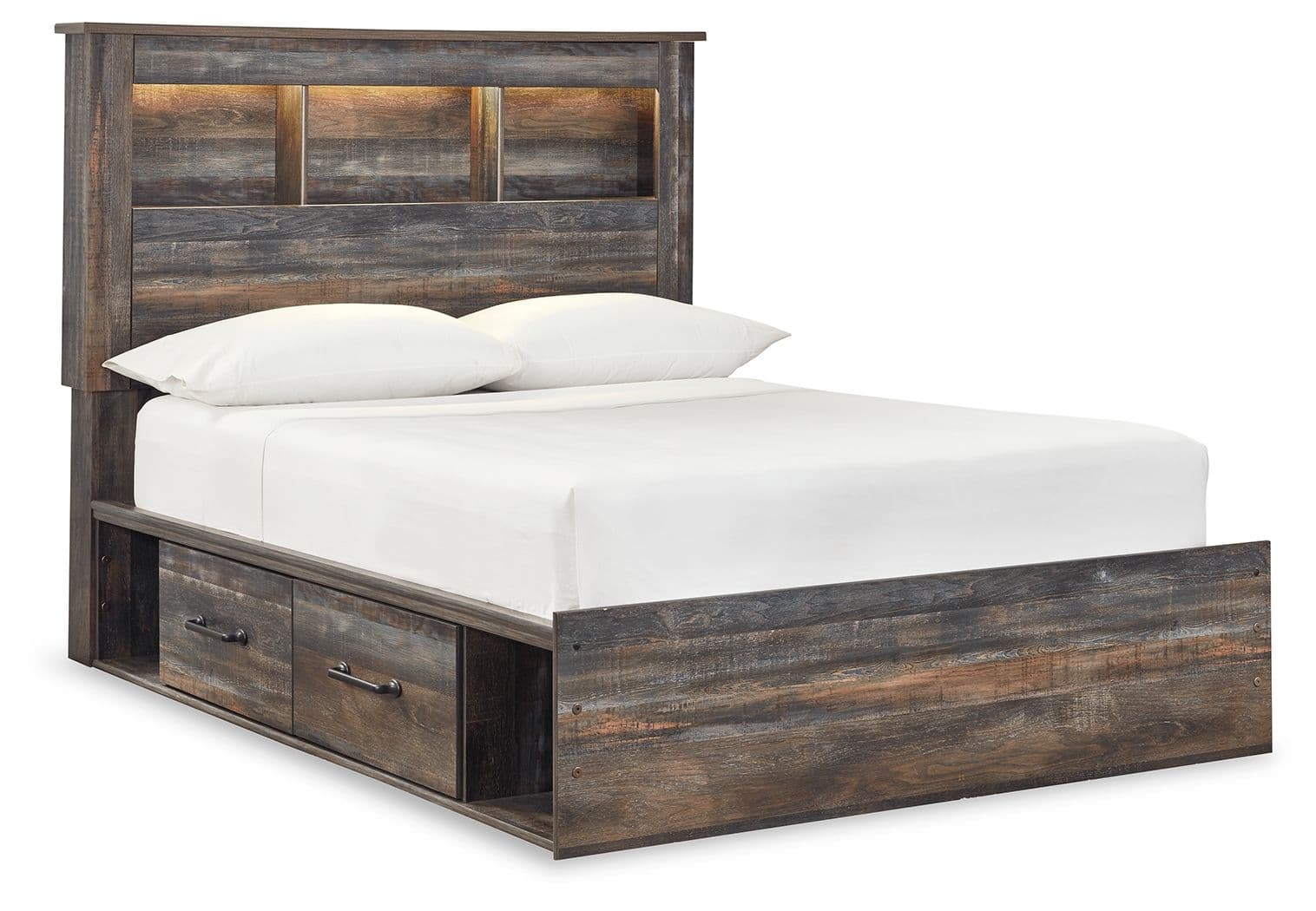 Full Bookcase Bed With 2 Side Drawers · Brown / Beige