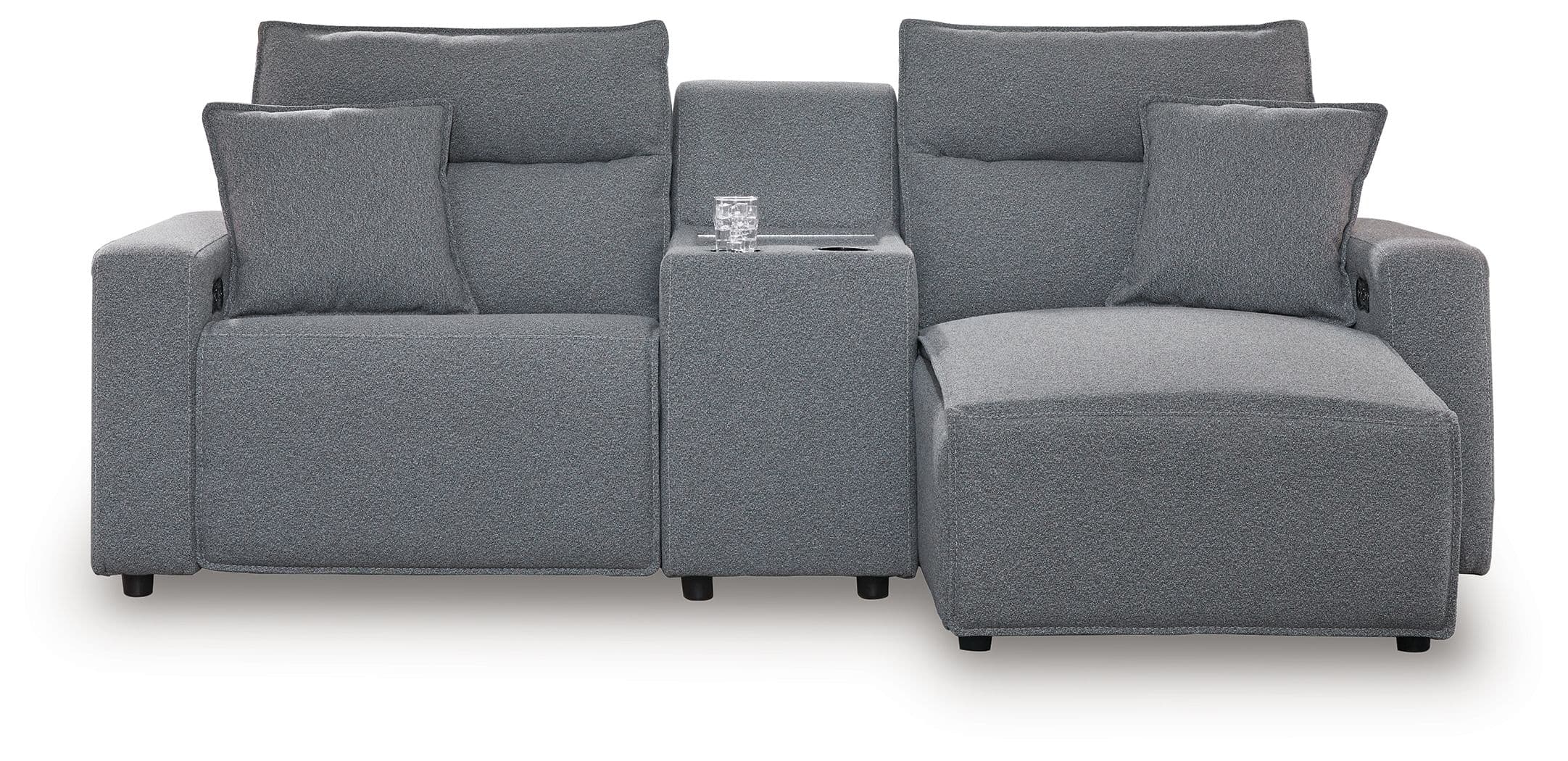 3-Piece Power Reclining Sectional With RAF Press Back Power Chaise And Console · Salt And Pepper
