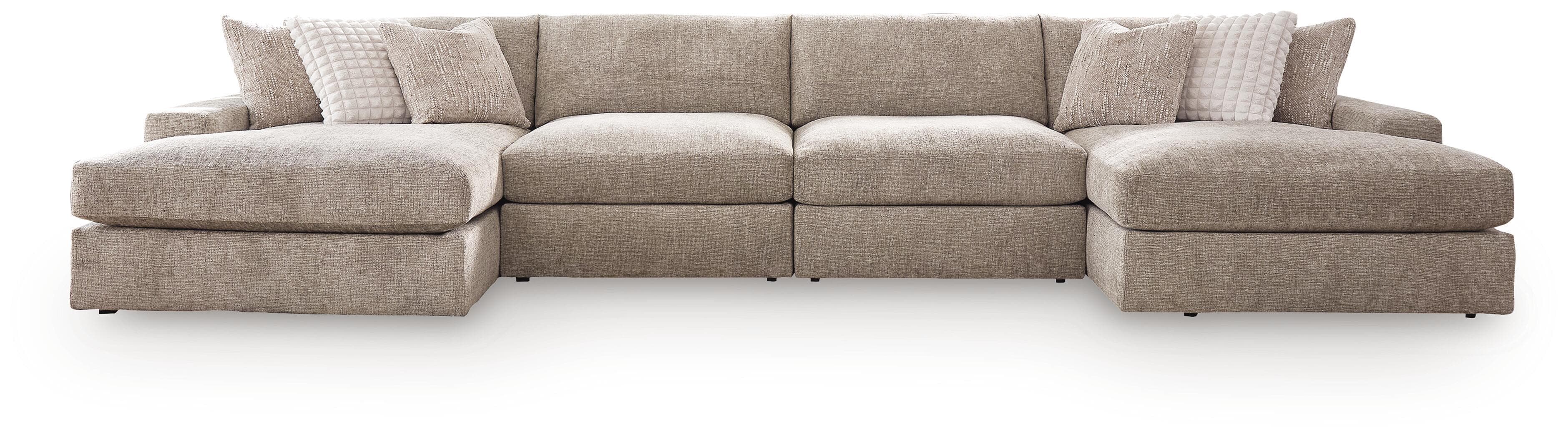 Nexora-Court - 4-Piece Double Chaise Sectional - Burlap