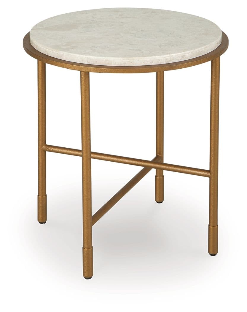 Alben - Round End Table - Antique Gold