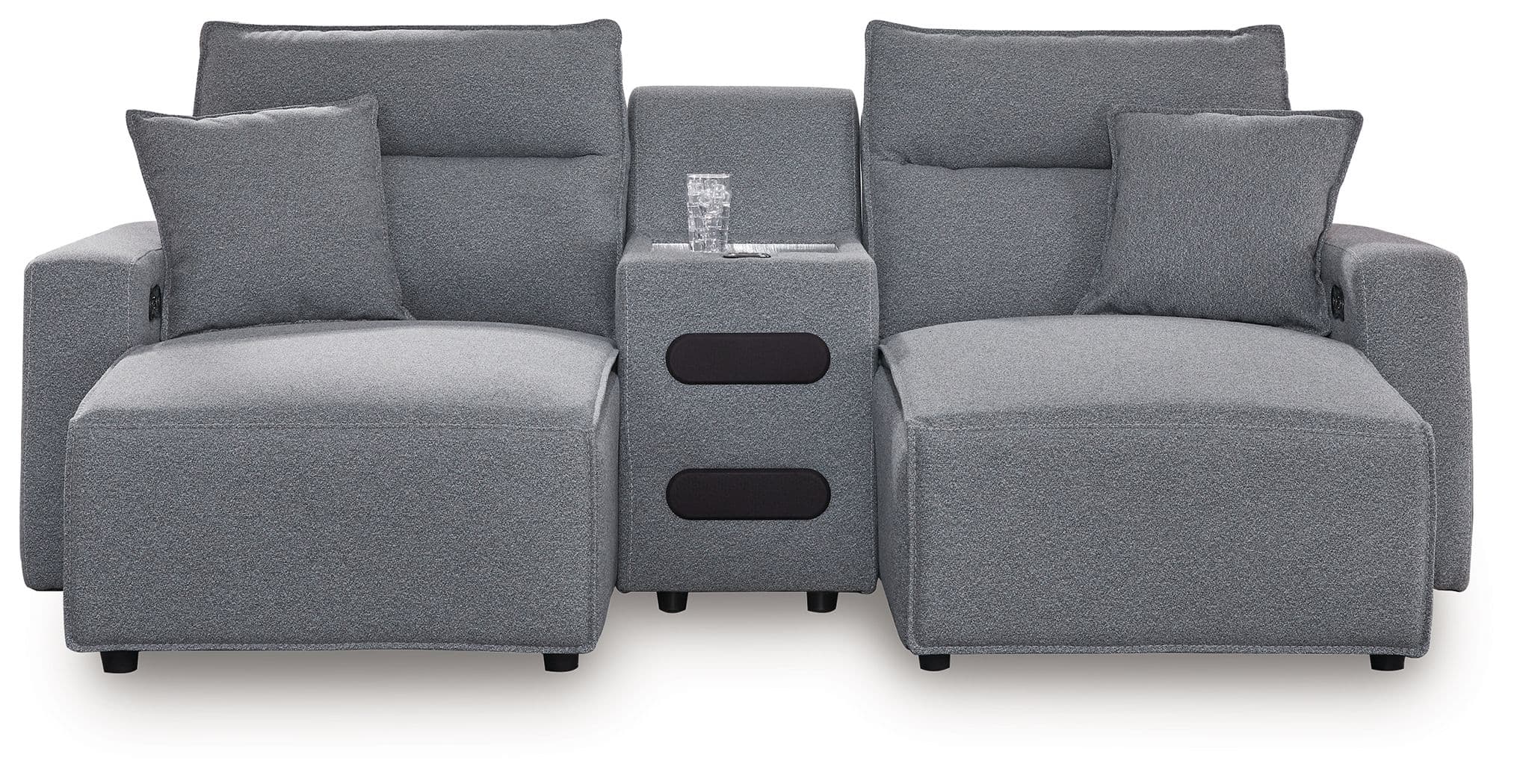 3-Piece Power Reclining Sectional With Double Chaise And Audio Console · Salt And Pepper