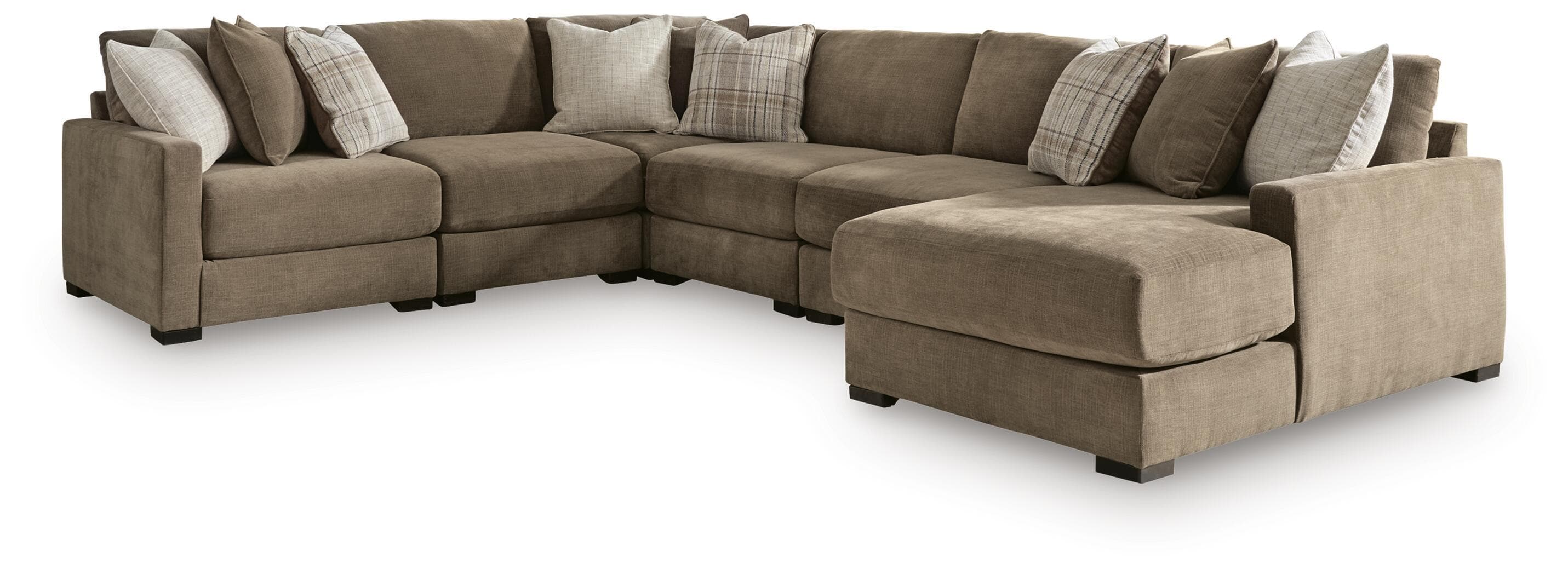 Camellia-Court - 6-Piece Sectional With RAF Corner Chaise - Coffee