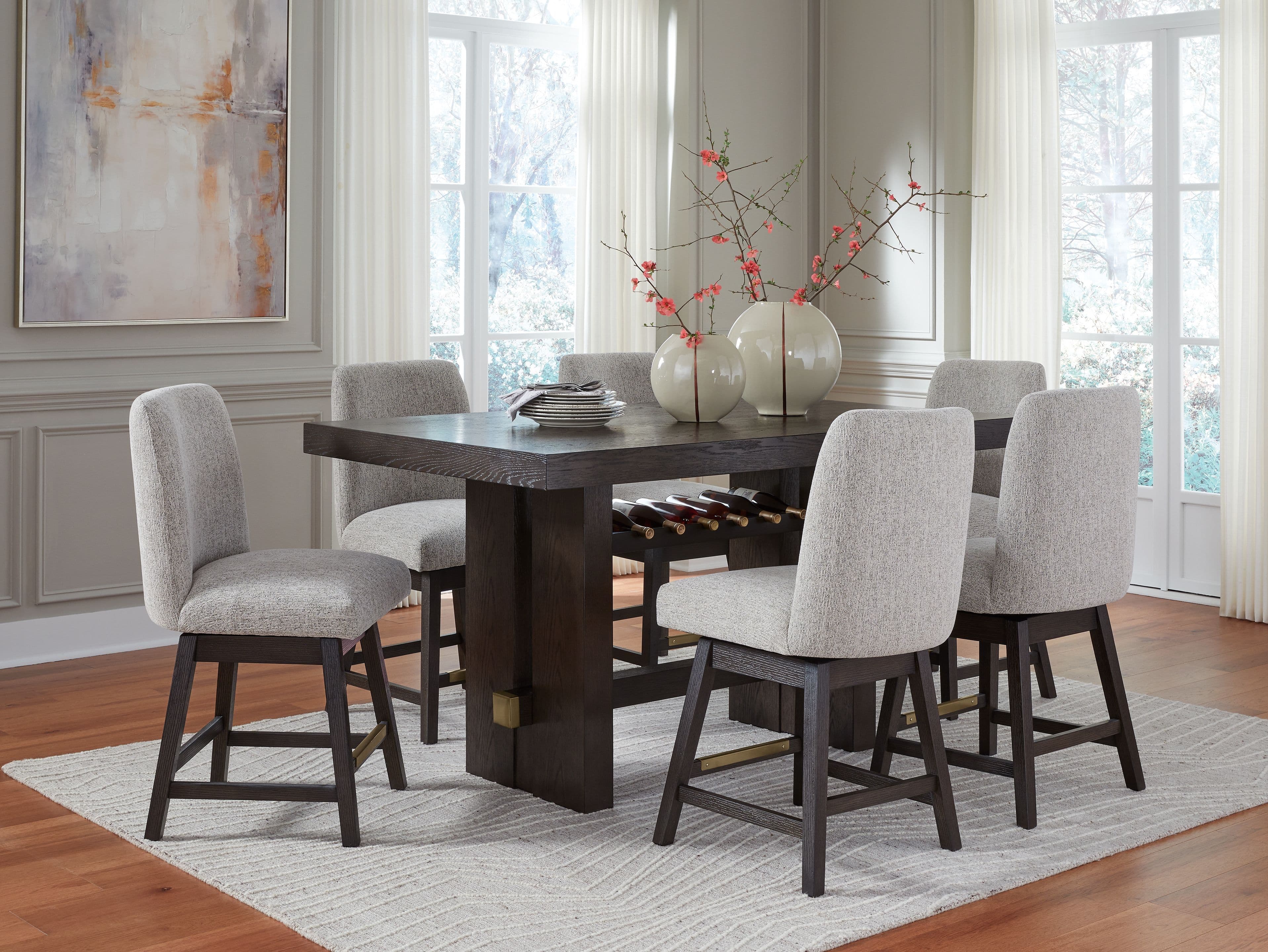 7 Pc. · Rectangular Counter Table, 6 Barstools