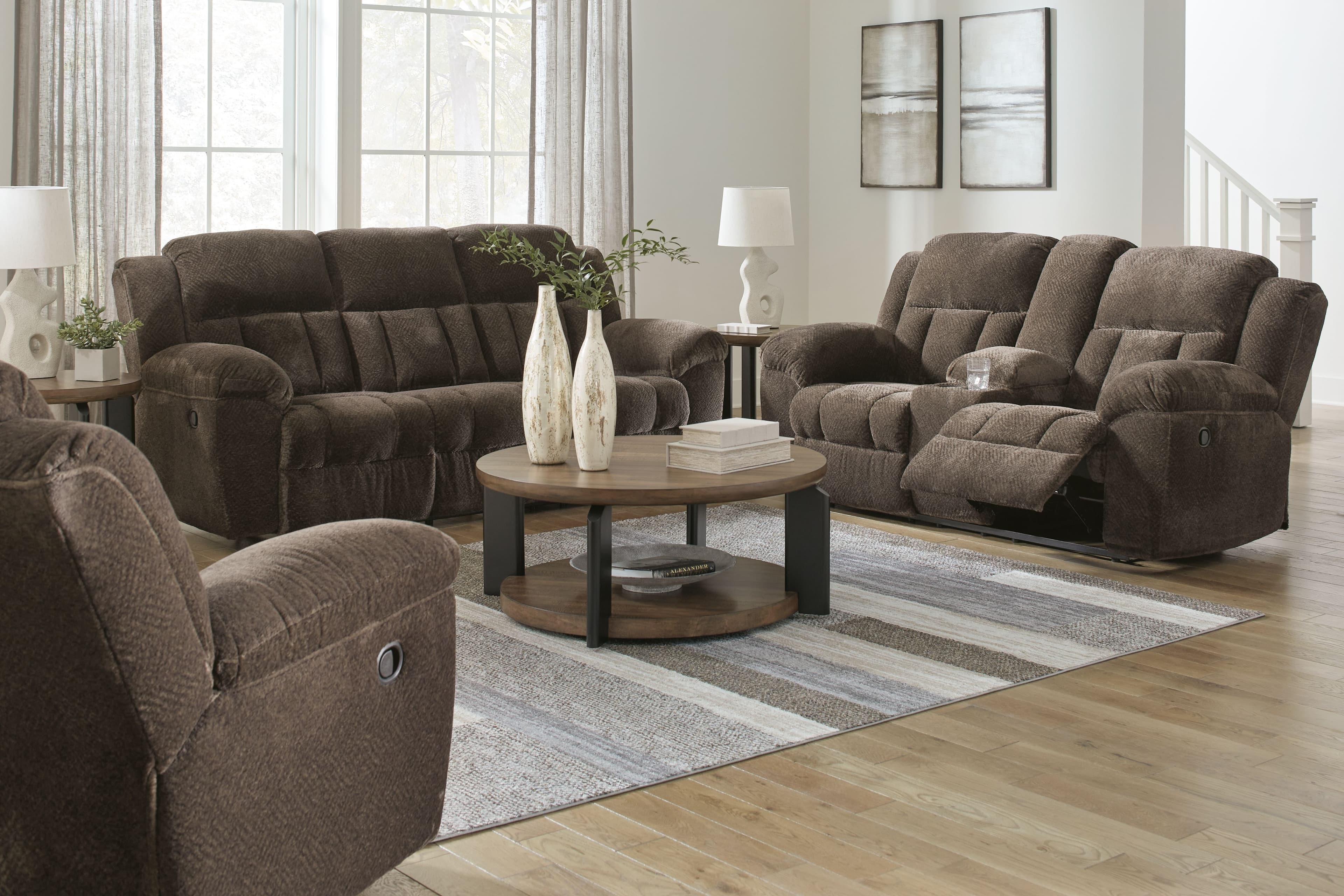 3 Pc. · Reclining Sofa, Reclining Loveseat With Console, Rocker Recliner · Chocolate