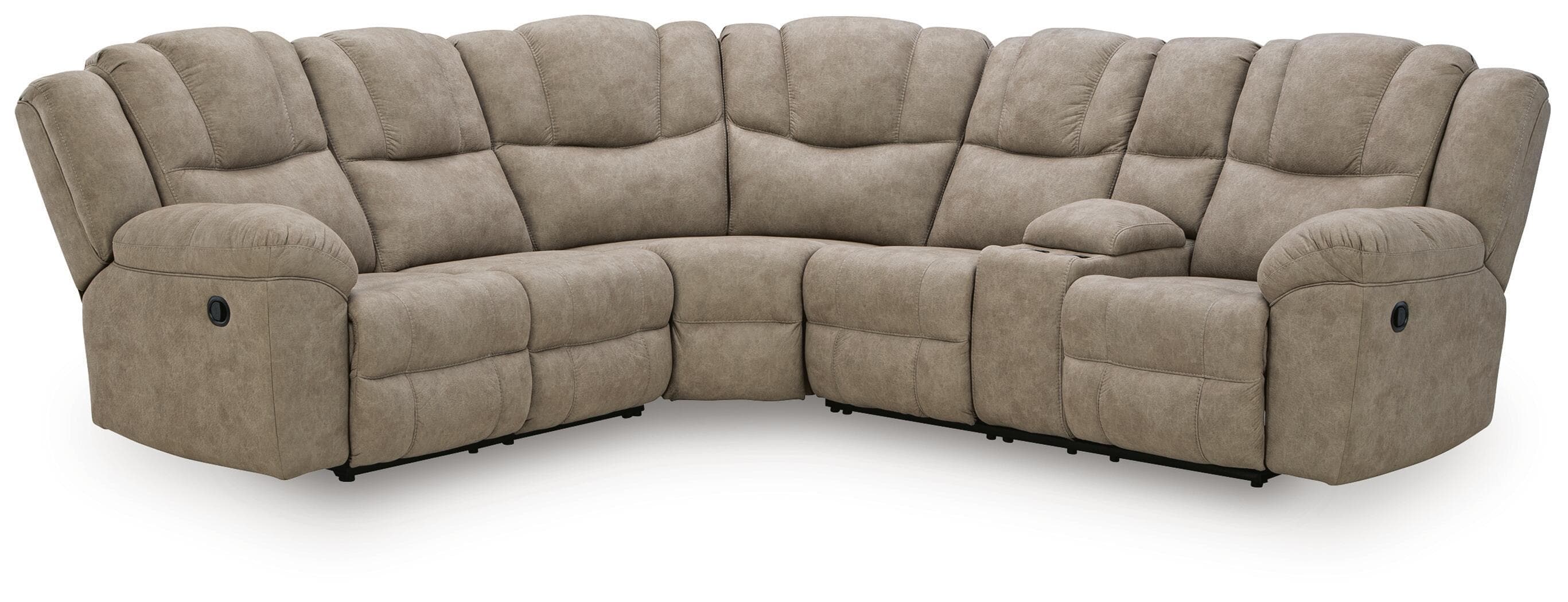 Pearce-Pike - 3-Piece Reclining Sectional With RAF Reclining Loveseat With Console - Birch