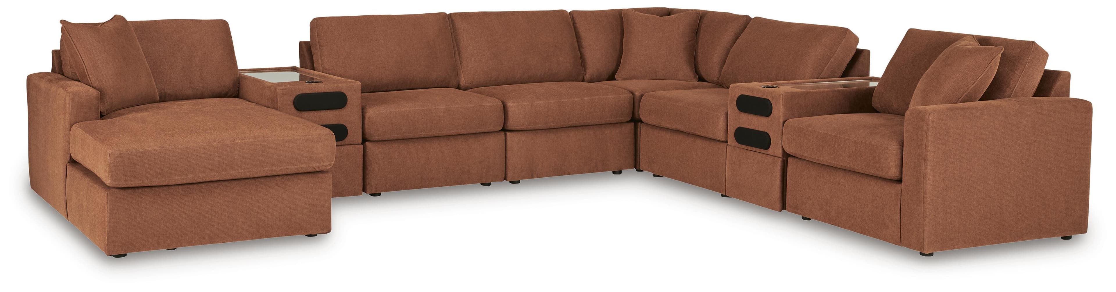 8-Piece Sectional With LAF Corner Storage Chaise And 2 Audio Consoles · Spice