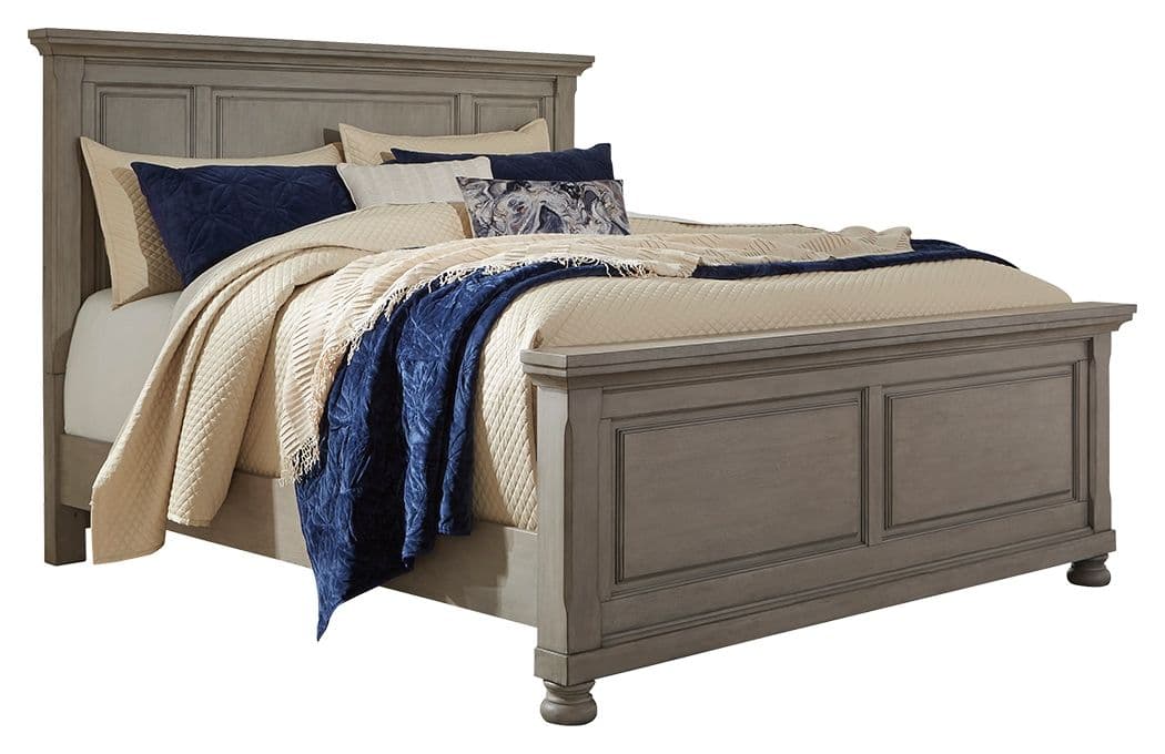 Lettner - King Panel Bed - Light Gray