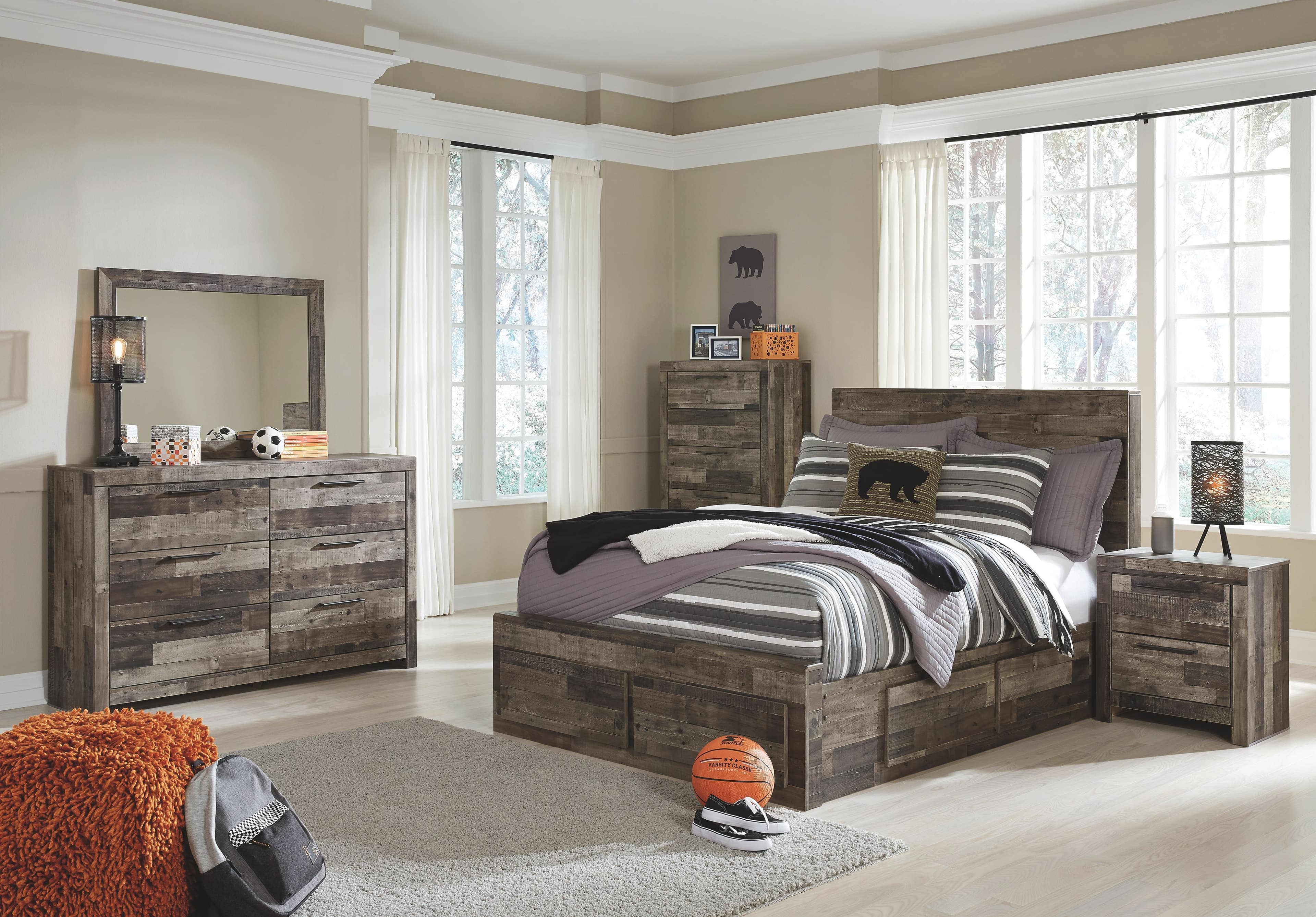 9 Pc. · Dresser, Mirror, Full Panel Bed with 6 Storage Drawers, 2 Nightstands