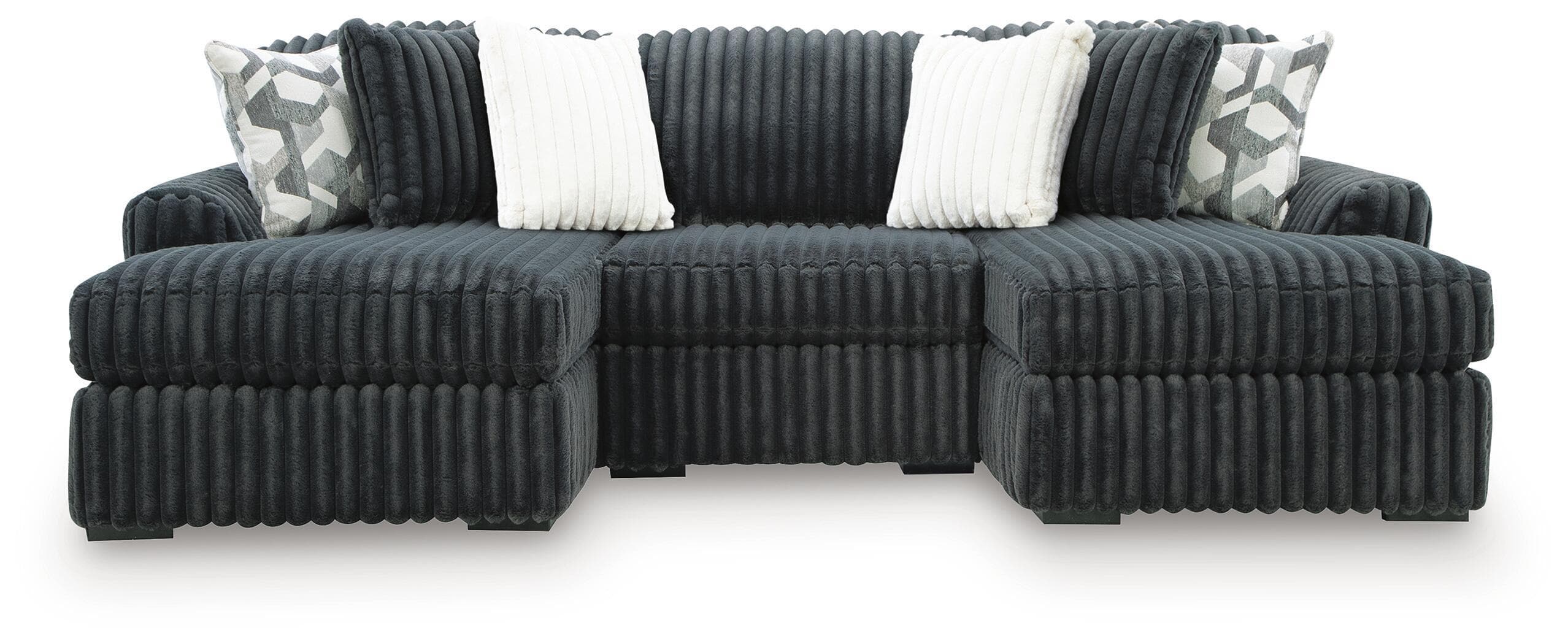 3-Piece Double Chaise Sectional With Armless Chair