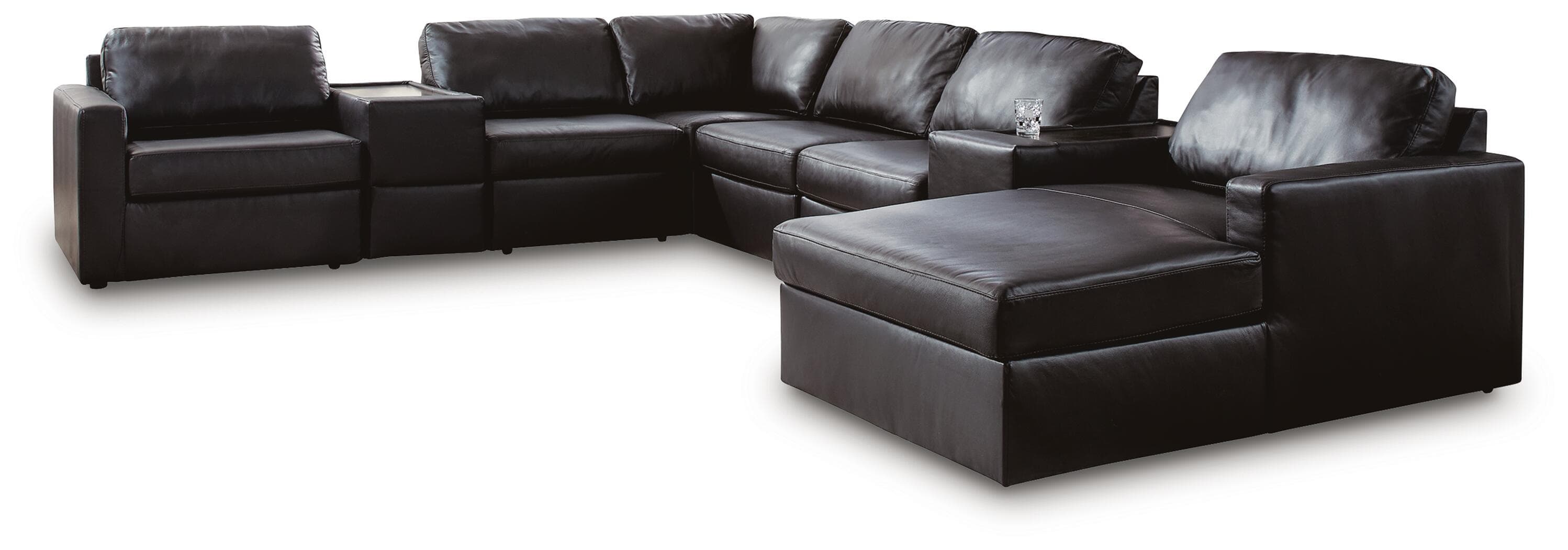 8-Piece Sectional With RAF Corner Chaise And Storage Consoles