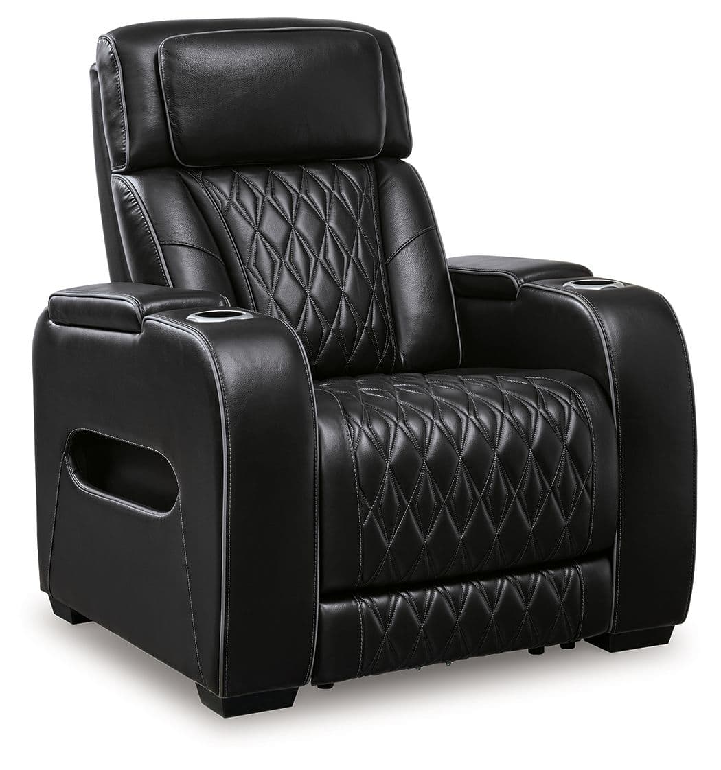 Power Recliner/ Adj Headrest · Black