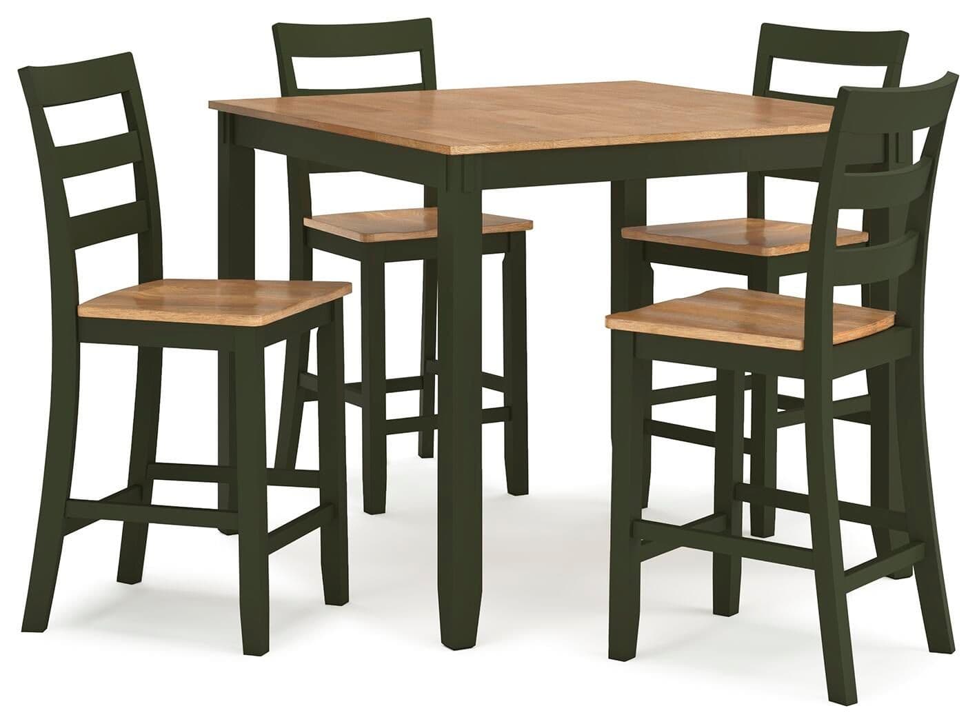 Gesthaven - Dining Room Counter Table Set (Set of 5) - Natural / Green