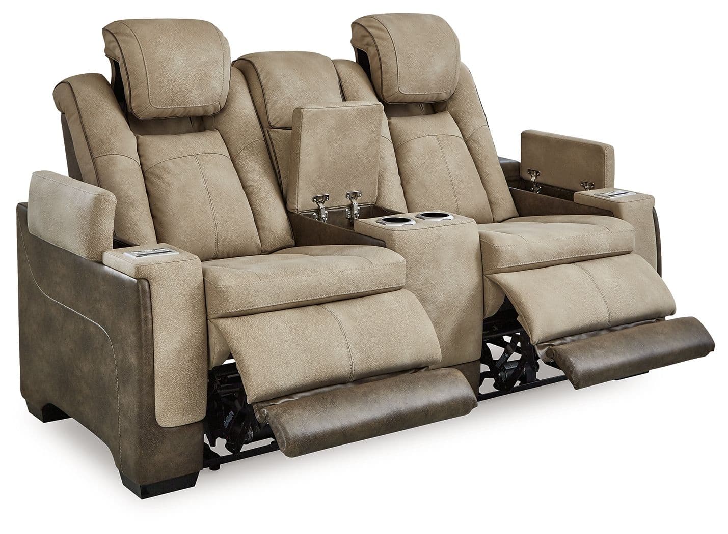 Power Reclining Loveseat With Console/Adj Headrest · Sand
