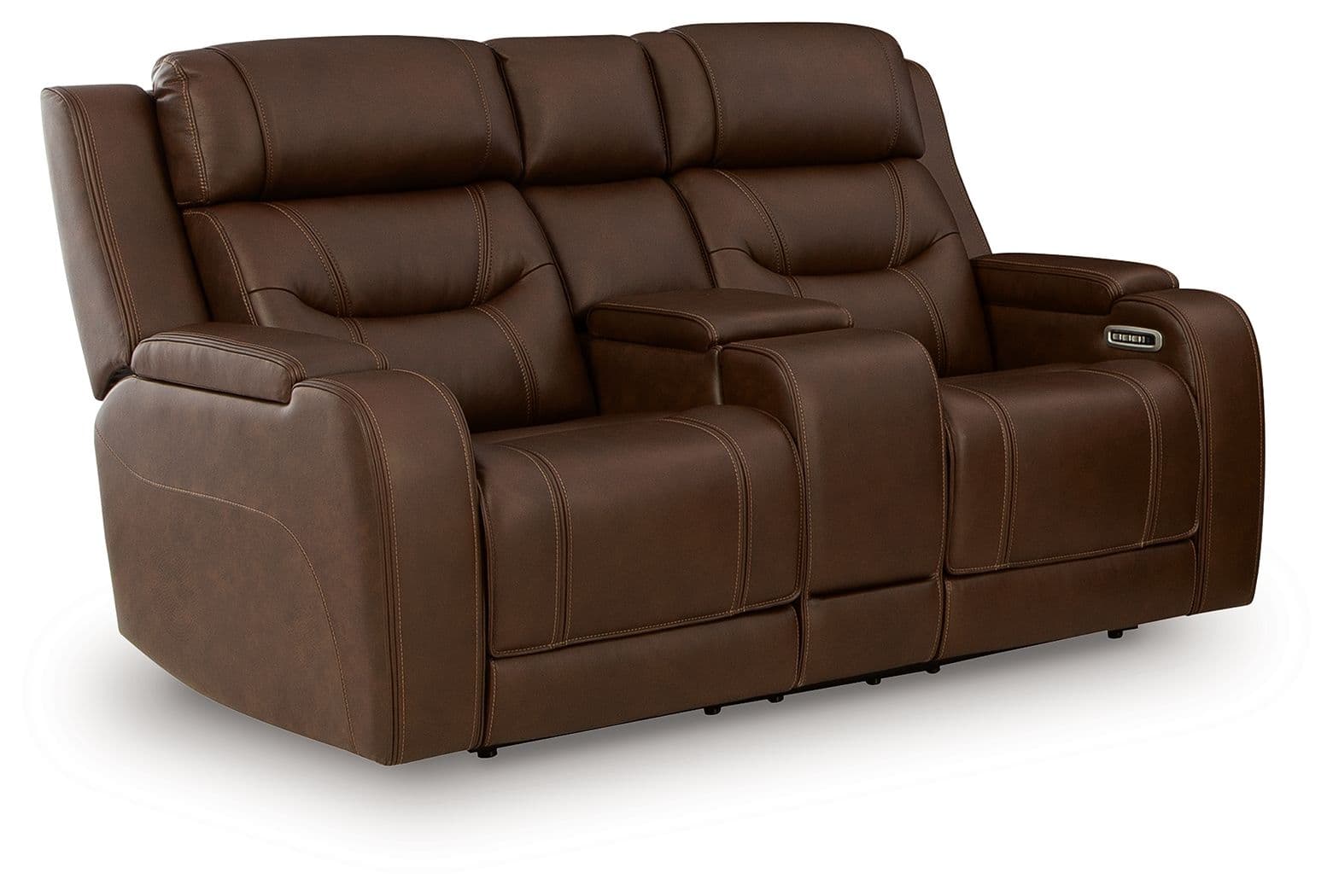Knightington - Power Reclining Loveseat With Audio Seating - Brown