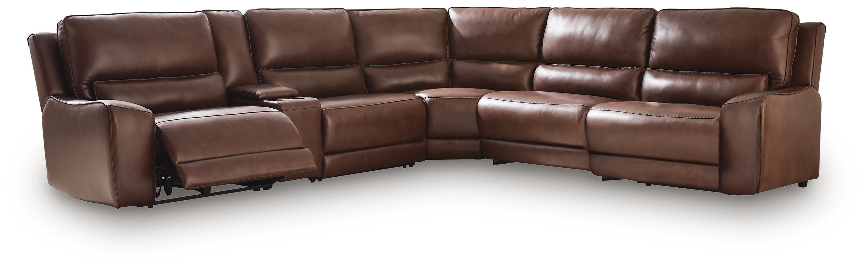 DeepWakes - 6-Piece Power Reclining Sectional With 2 Armless Chairs And Storage Console - Canyon