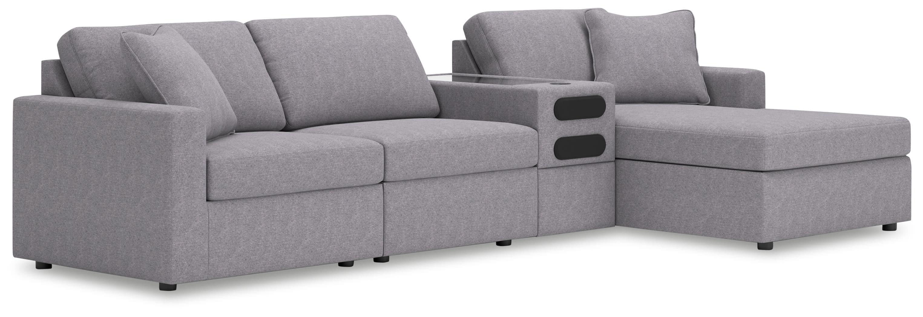 4-Piece Sectional With Raf Corner Chaise And Audio System Console
