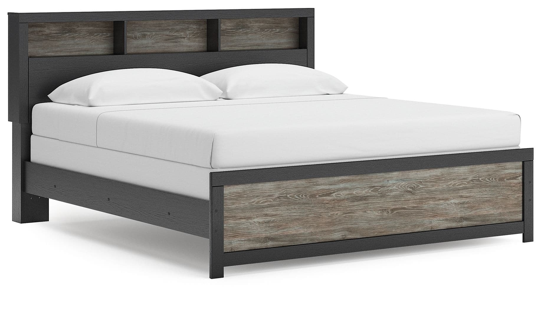 King Lighted Bookcase Panel Bed